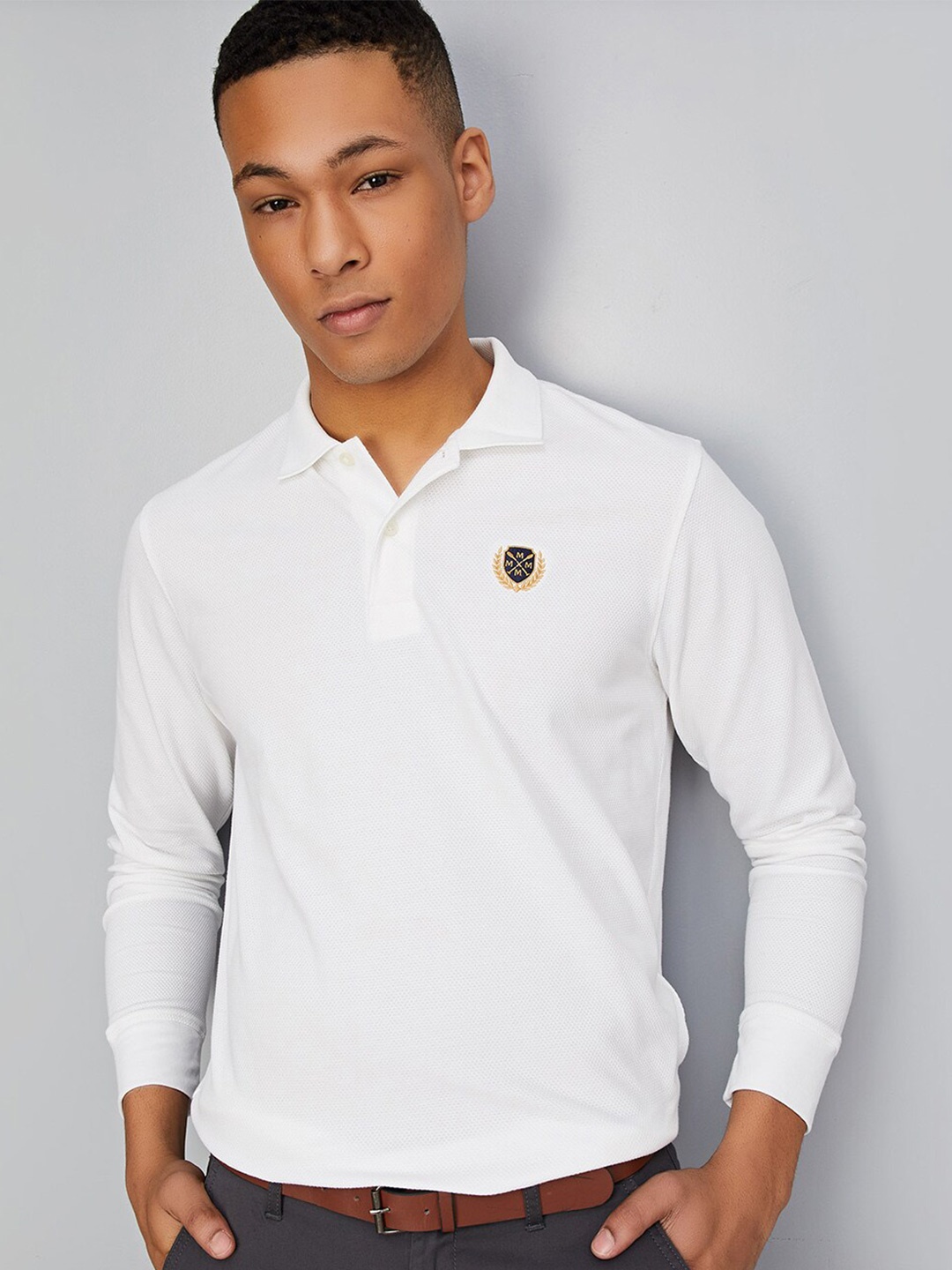 

max Polo Collar T-shirt, White
