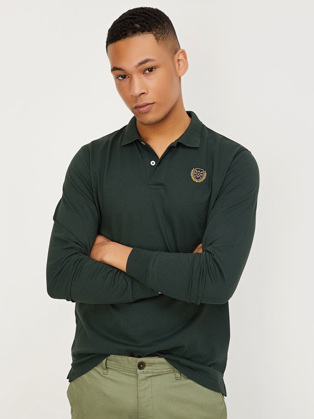 

max Polo Collar Long Sleeves T-shirt, Green