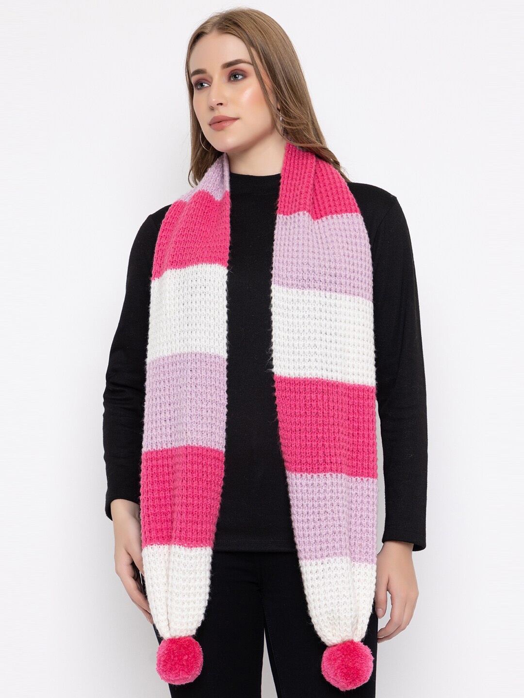 

513 Striped Knitted Mufflers, Pink
