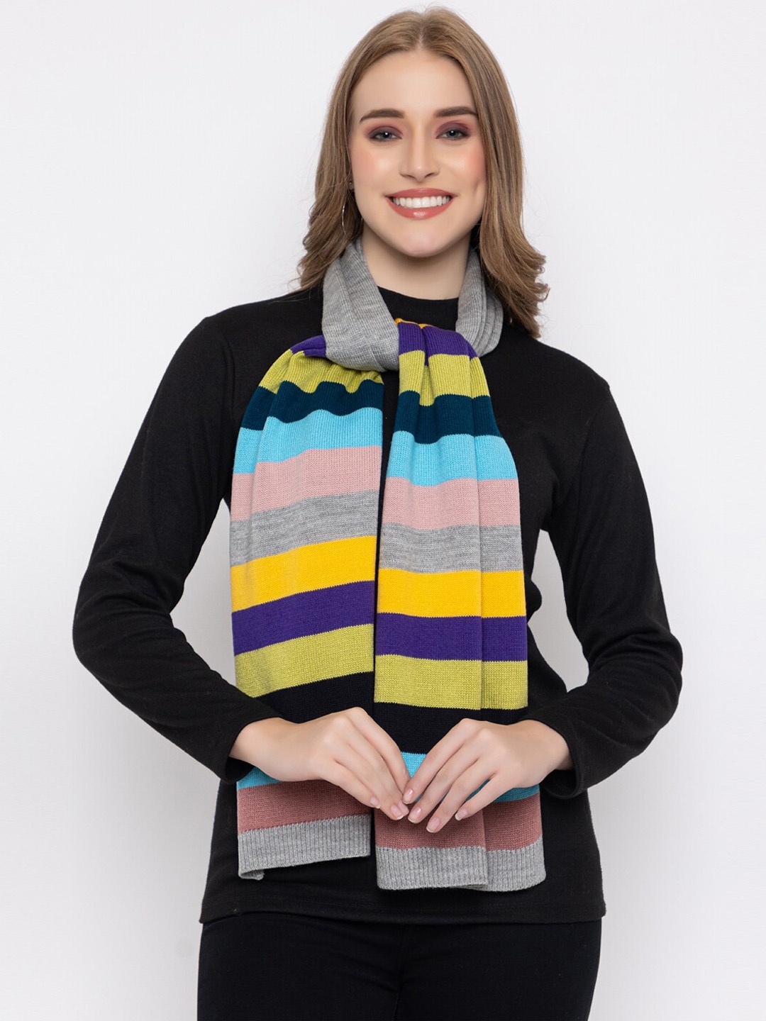 

513 Self Design Striped Mufflers, Grey