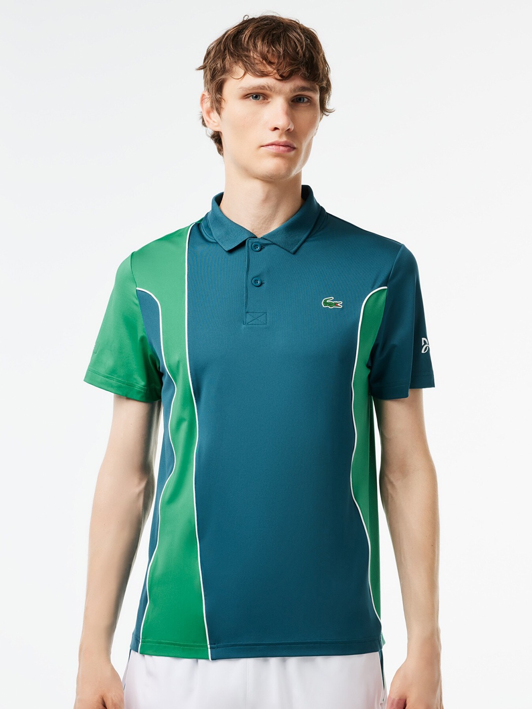 

Lacoste Colourblocked Polo Collar T-shirt, Teal