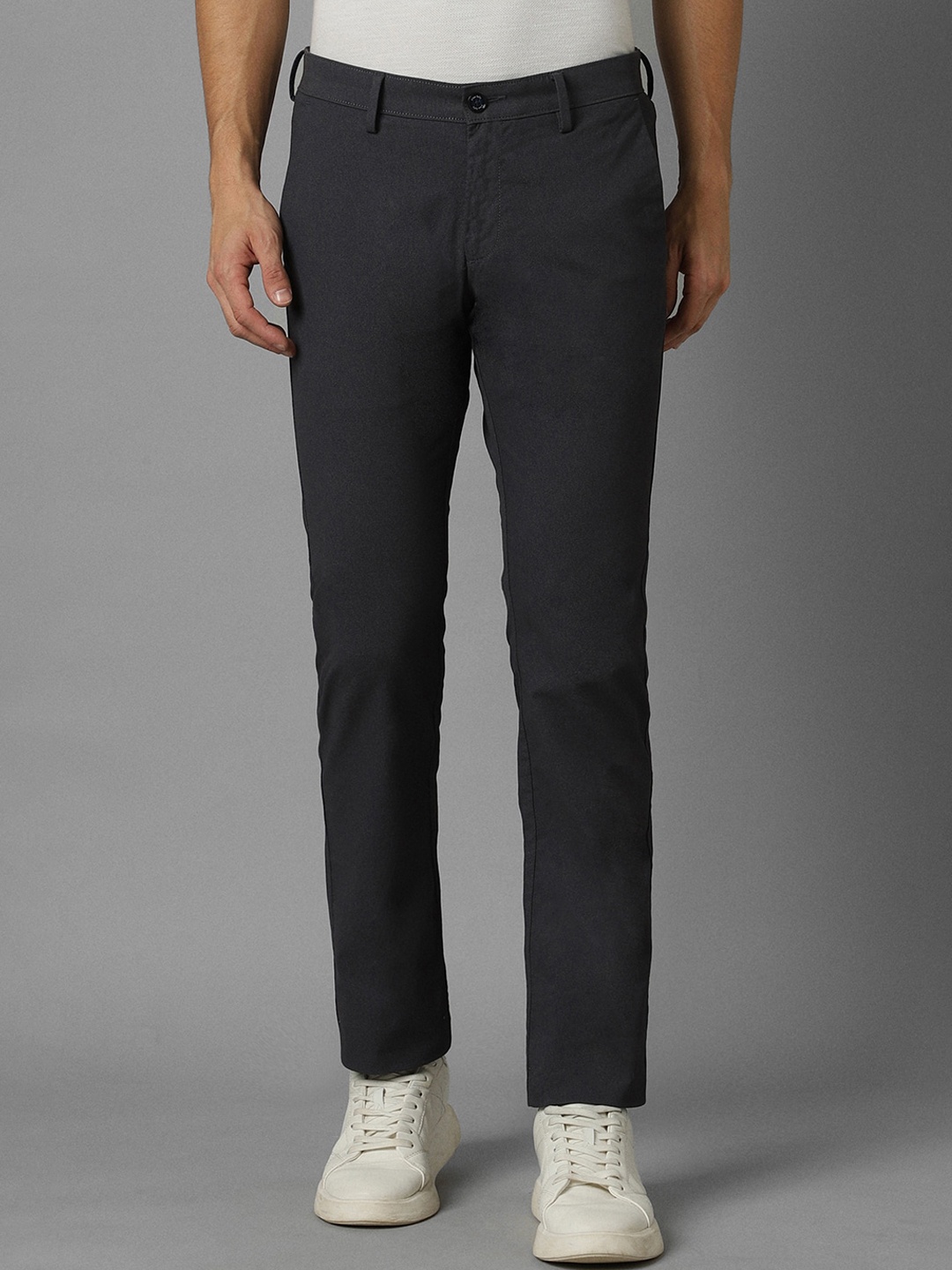 

Allen Solly Men Slim Fit Mid-Rise Flat-Front Cotton Trousers, Grey