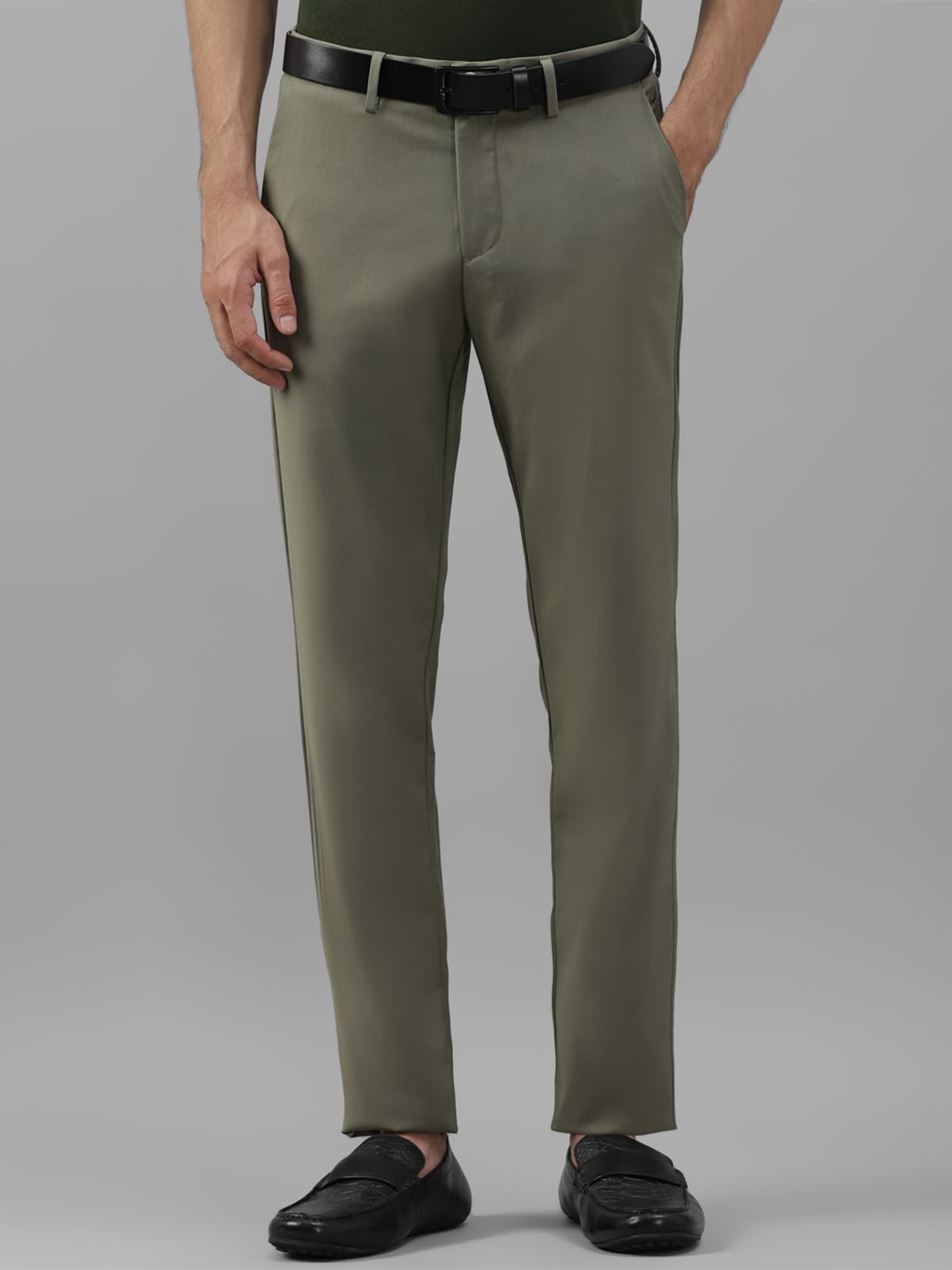 

Allen Solly Men Slim Fit Mid-Rise Flat-Front Trousers, Olive