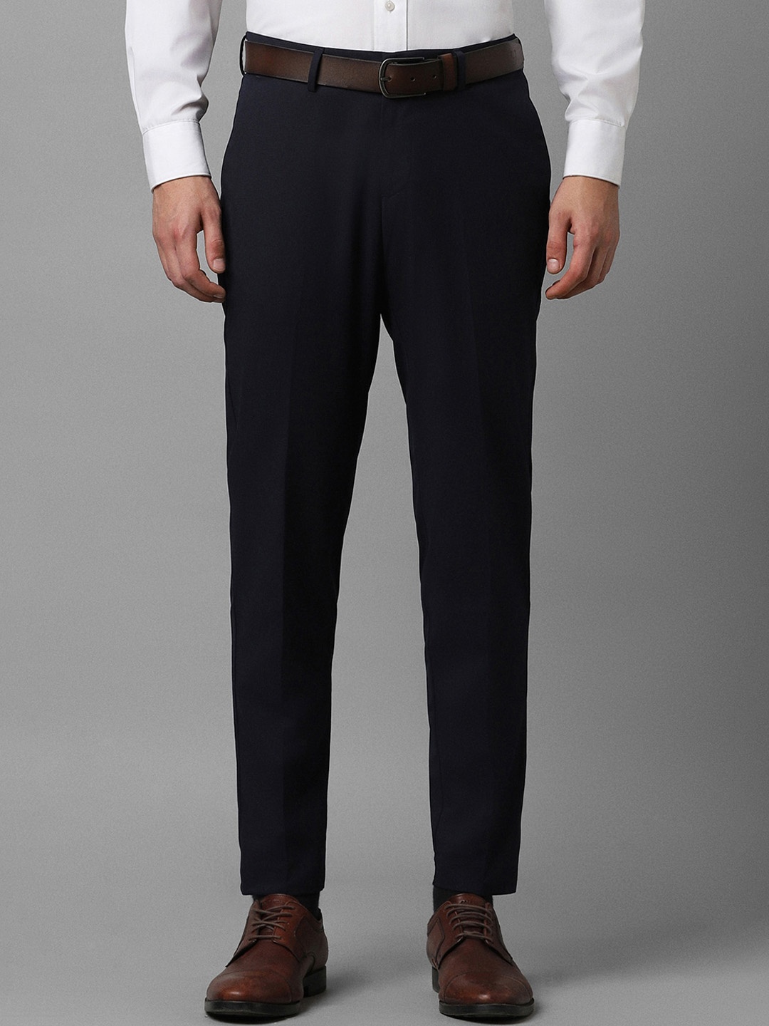 

Allen Solly Men Slim Fit Formal Trousers, Navy blue