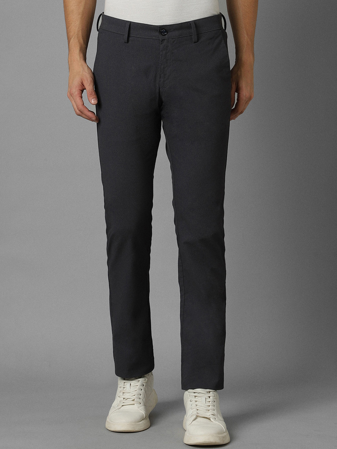 

Allen Solly Men Slim Fit Mid-Rise Flat-Front Cotton Joggers Trousers, Grey