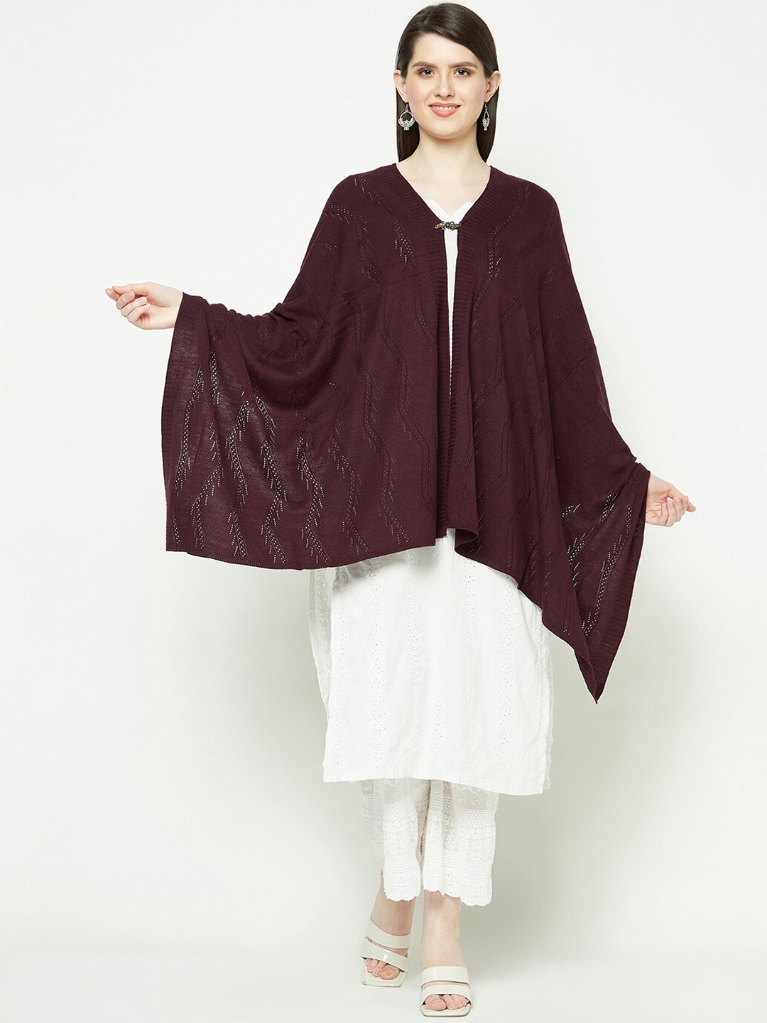 

Knitstudio Geometric Woven Design Stole, Burgundy