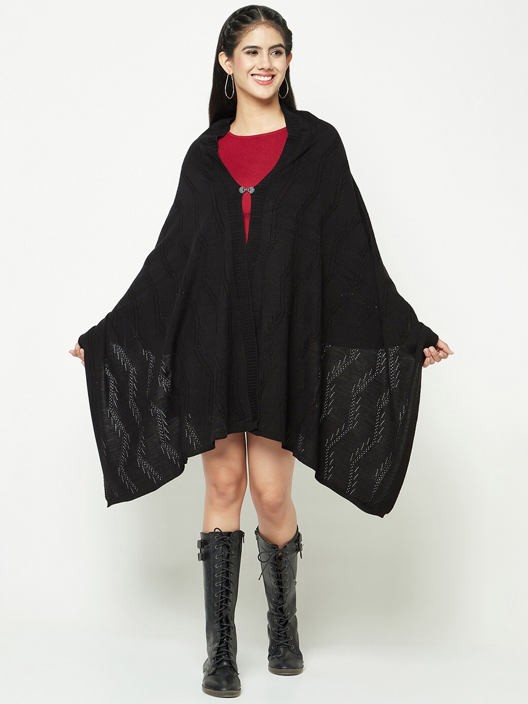 

Knitstudio Woven Design Stole, Black