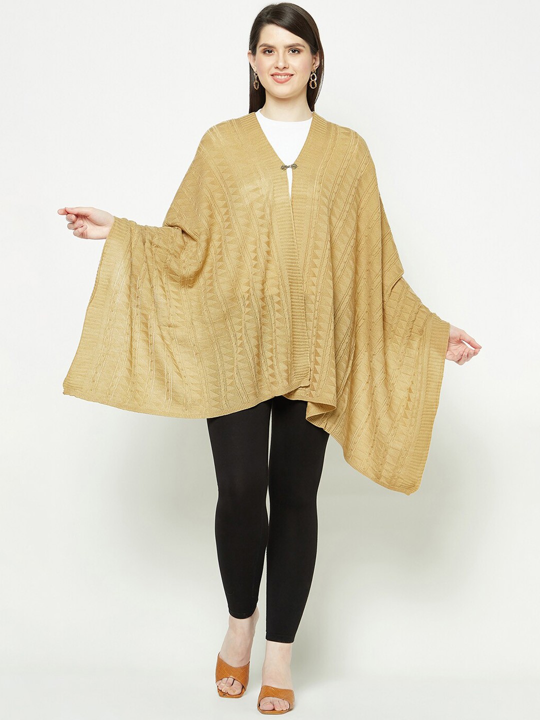 

Knitstudio Woven Design Acrylic Stole, Beige