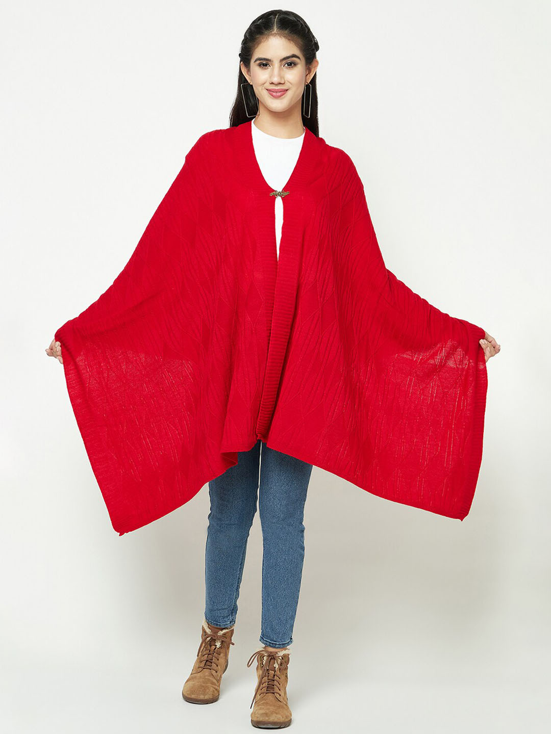 

Knitstudio Woven Design Stole, Red