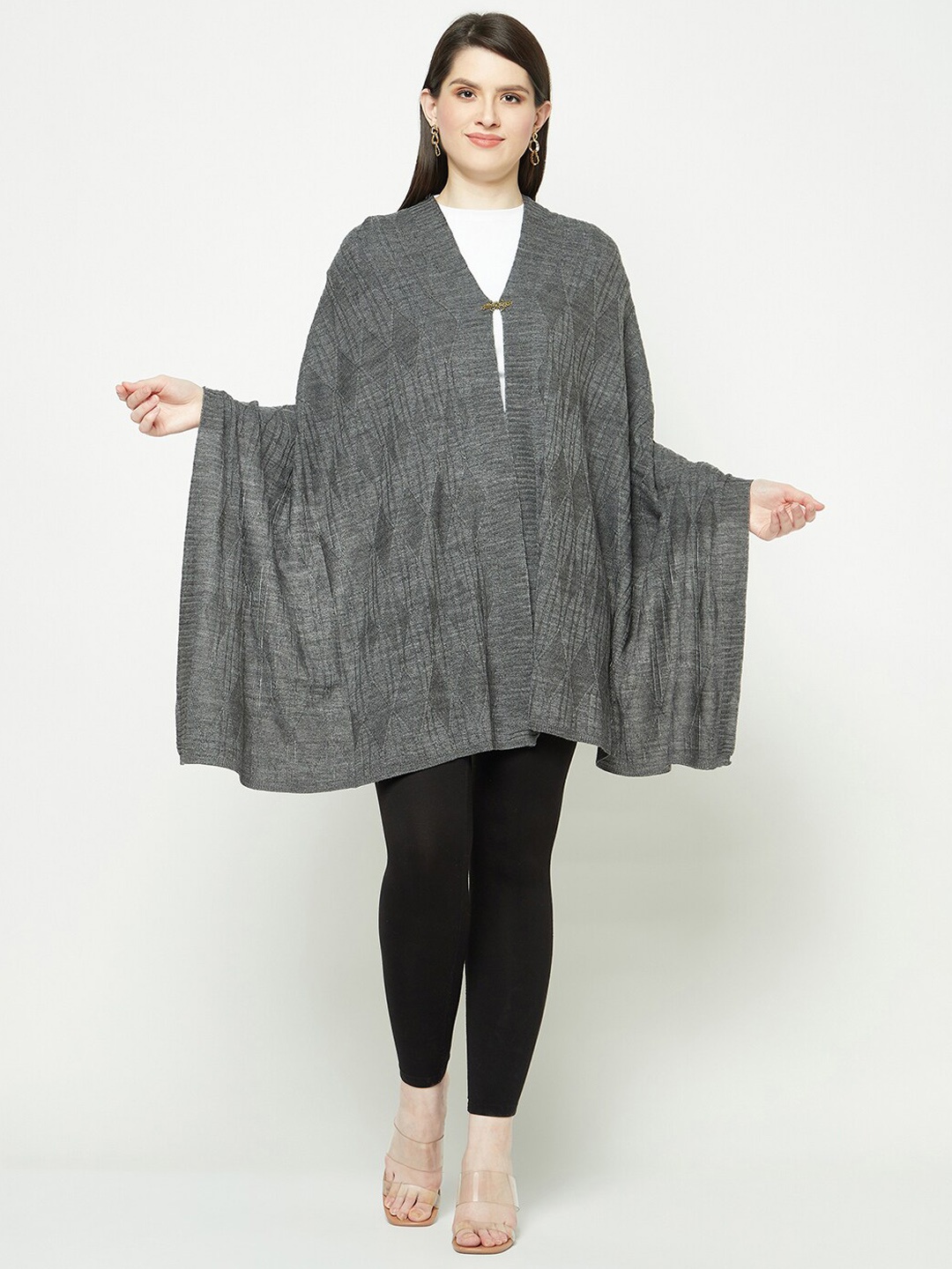 

Knitstudio Woven Design Knitted Acrylic Stole, Grey