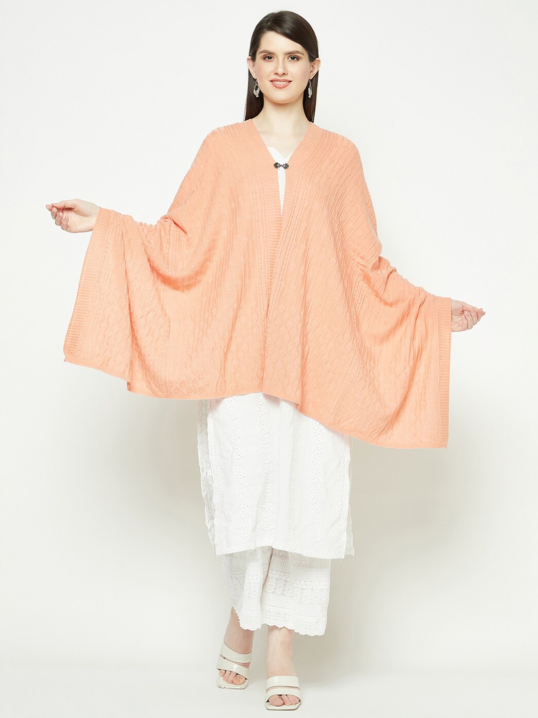 

Knitstudio Self Deisgn Knitted Acrylic Stole, Peach