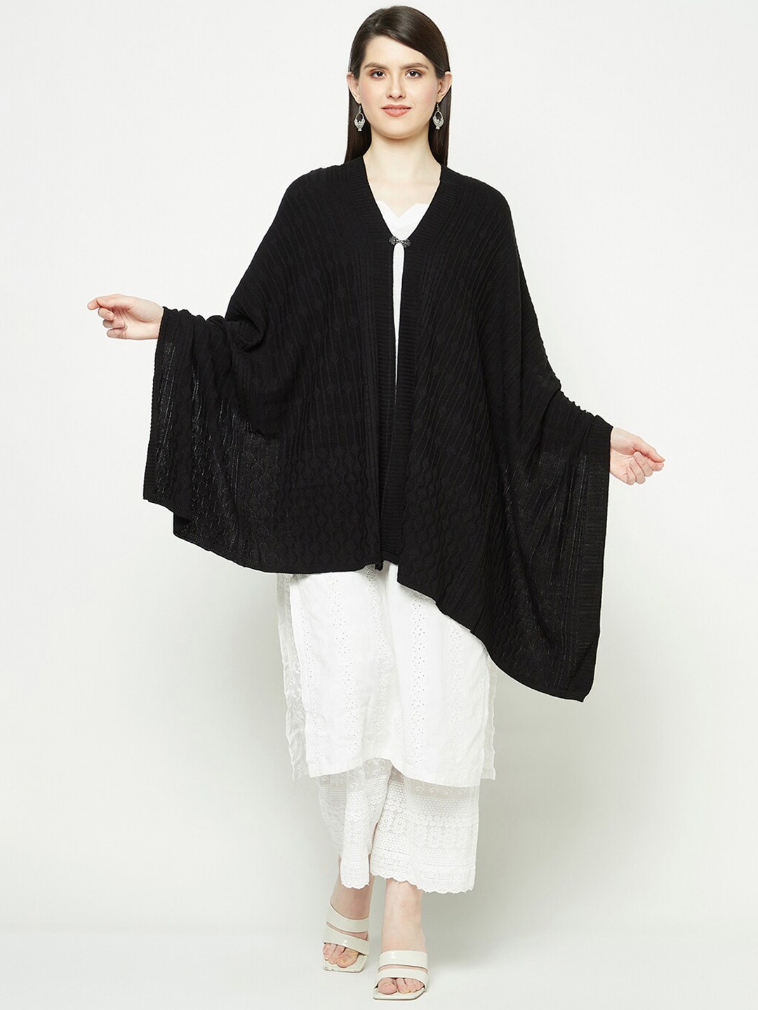 

Knitstudio Chic and Versatile Acrylic Knitted Stole, Black