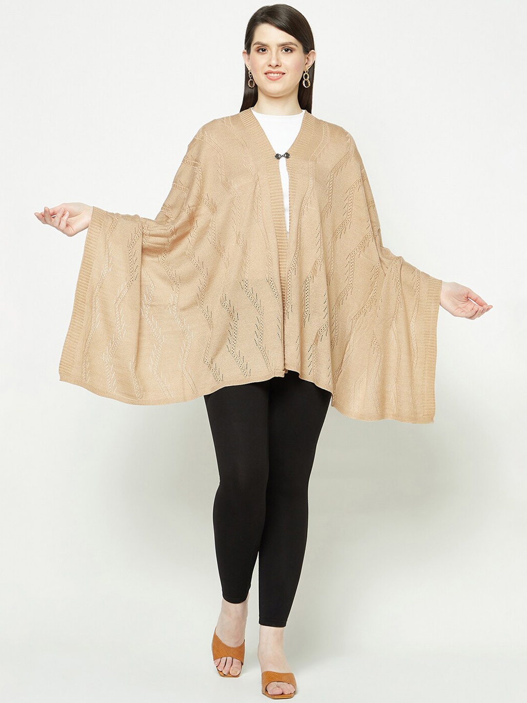 

Knitstudio Woven Design Acrylic Stole, Beige