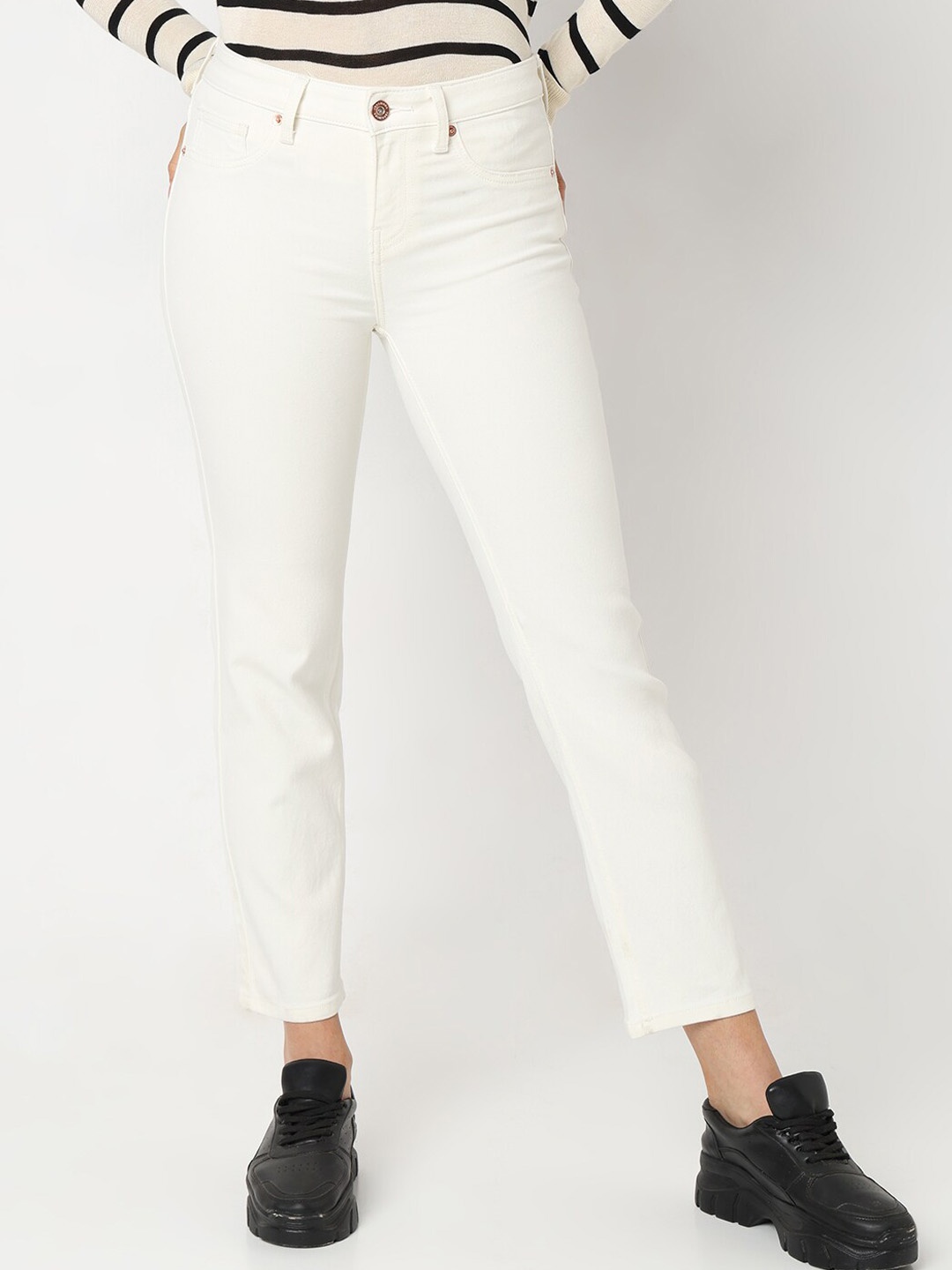 

Vero Moda Women Skinny Fit Clean Look Stretchable Cotton Jeans, White