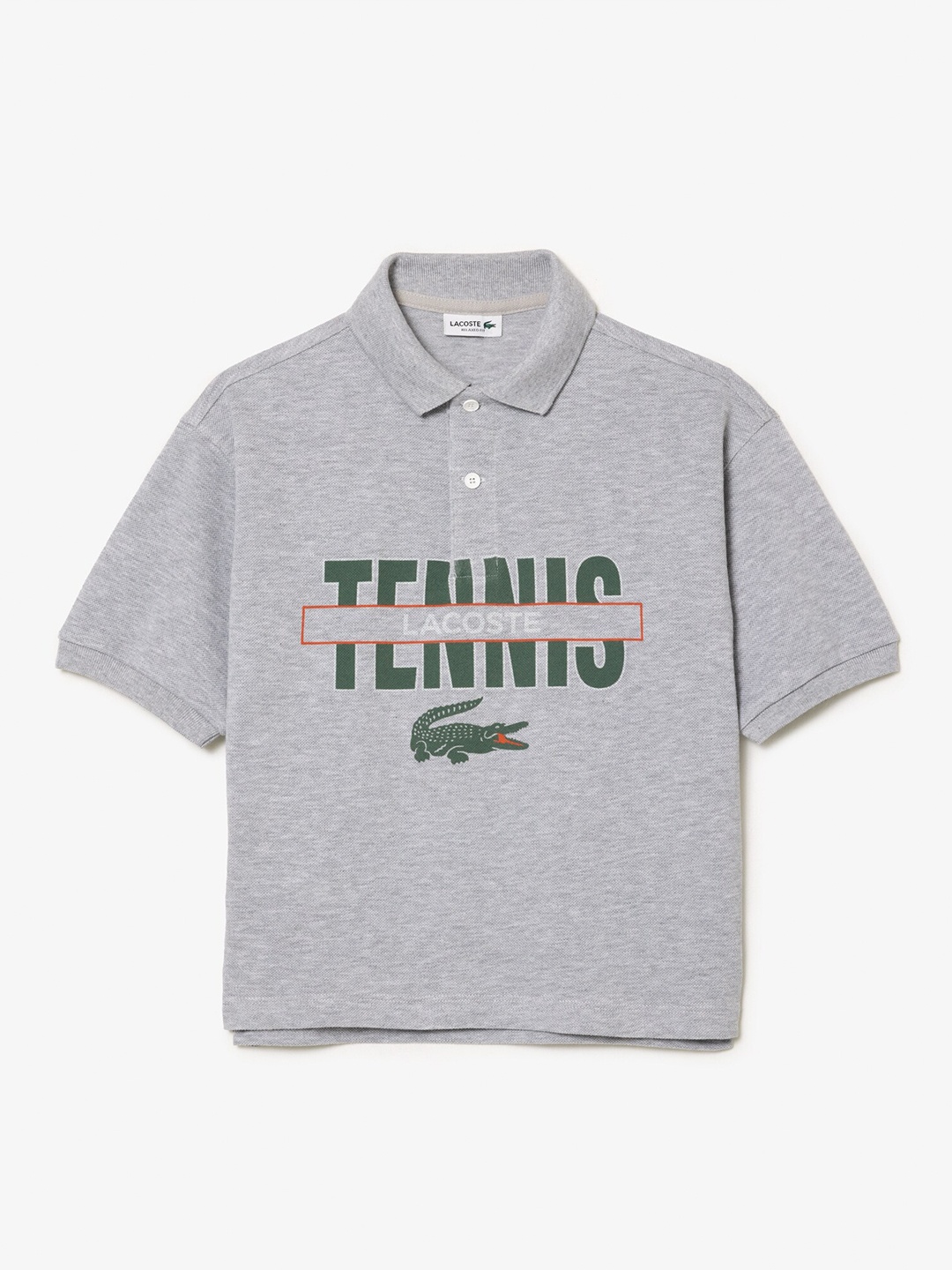 

Lacoste Kids Typography Printed Pure Cotton T-shirt, Grey