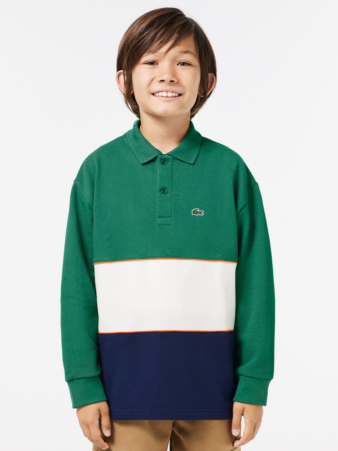 

Lacoste Kids Colourblocked Polo Collar T-shirt, Green