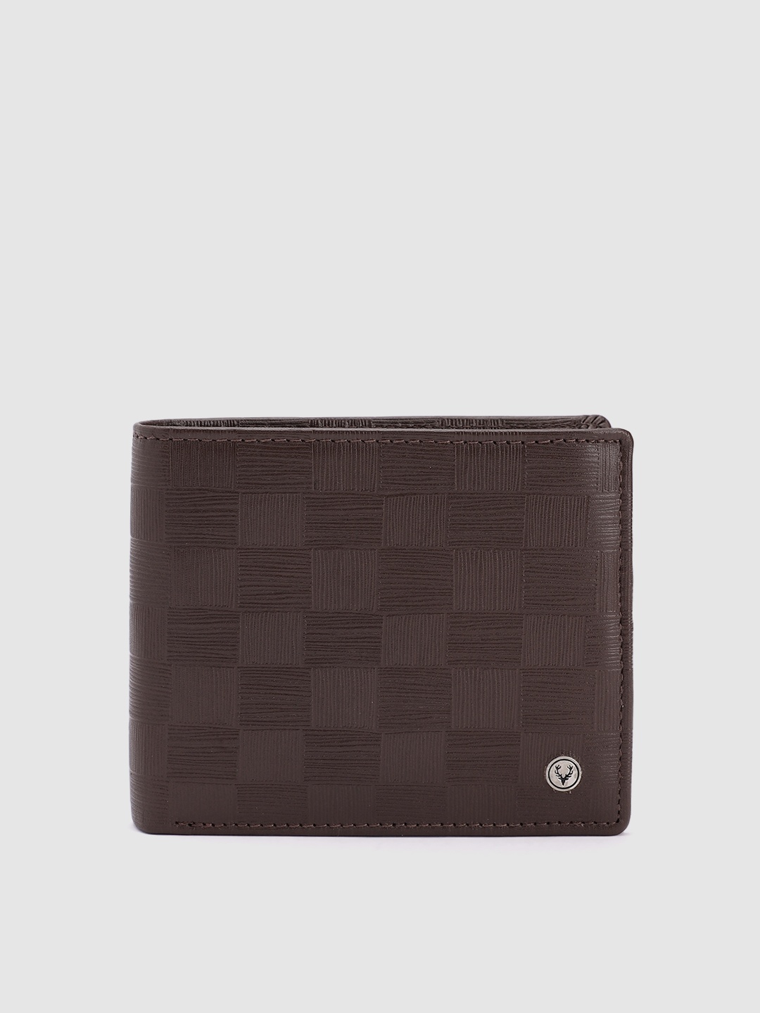 

Allen Solly Men Geometric Textured Leather Two Fold Wallet, Brown