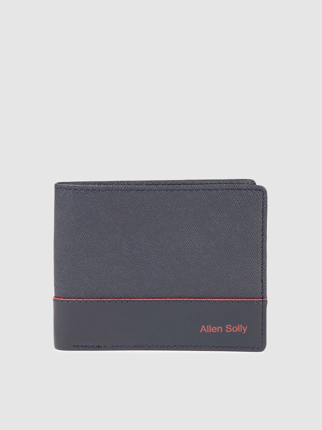 

Allen Solly Men Textured Leather Two Fold Wallet, Navy blue