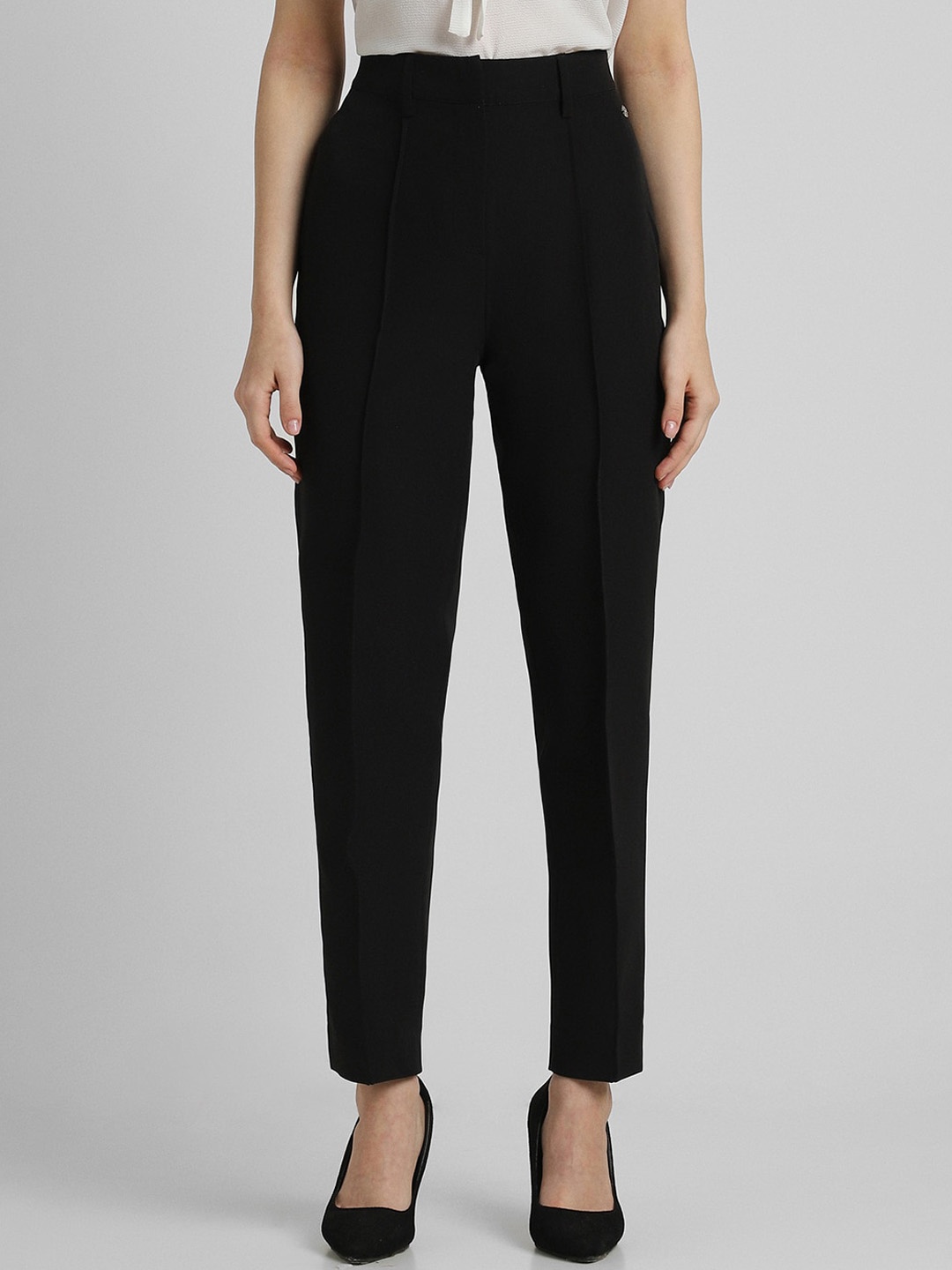 

Allen Solly Woman Women High-Rise Pleated Formal Trousers, Black