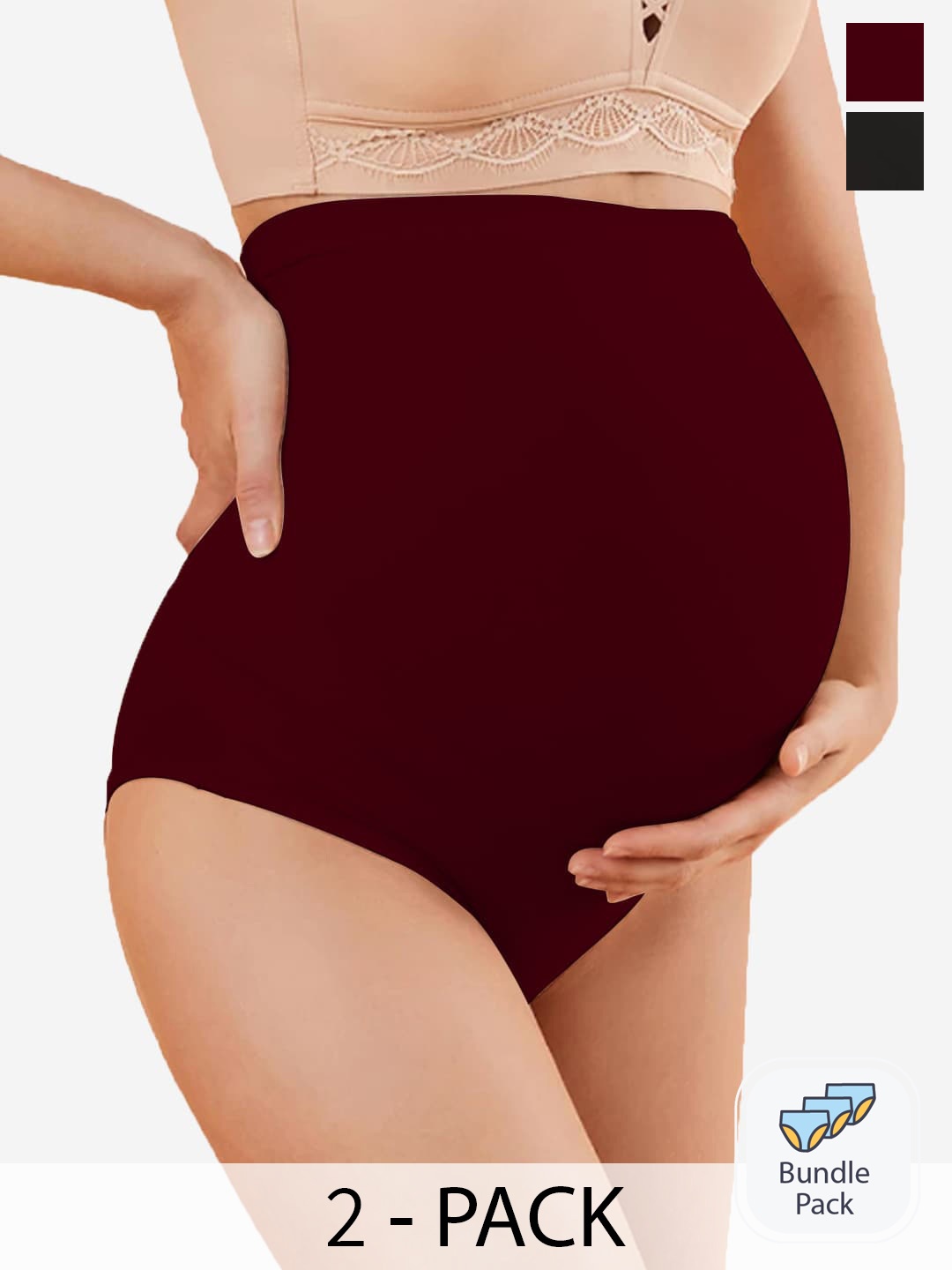 

In Care Pack of 2 Pure Cotton Maternity Briefs, Black