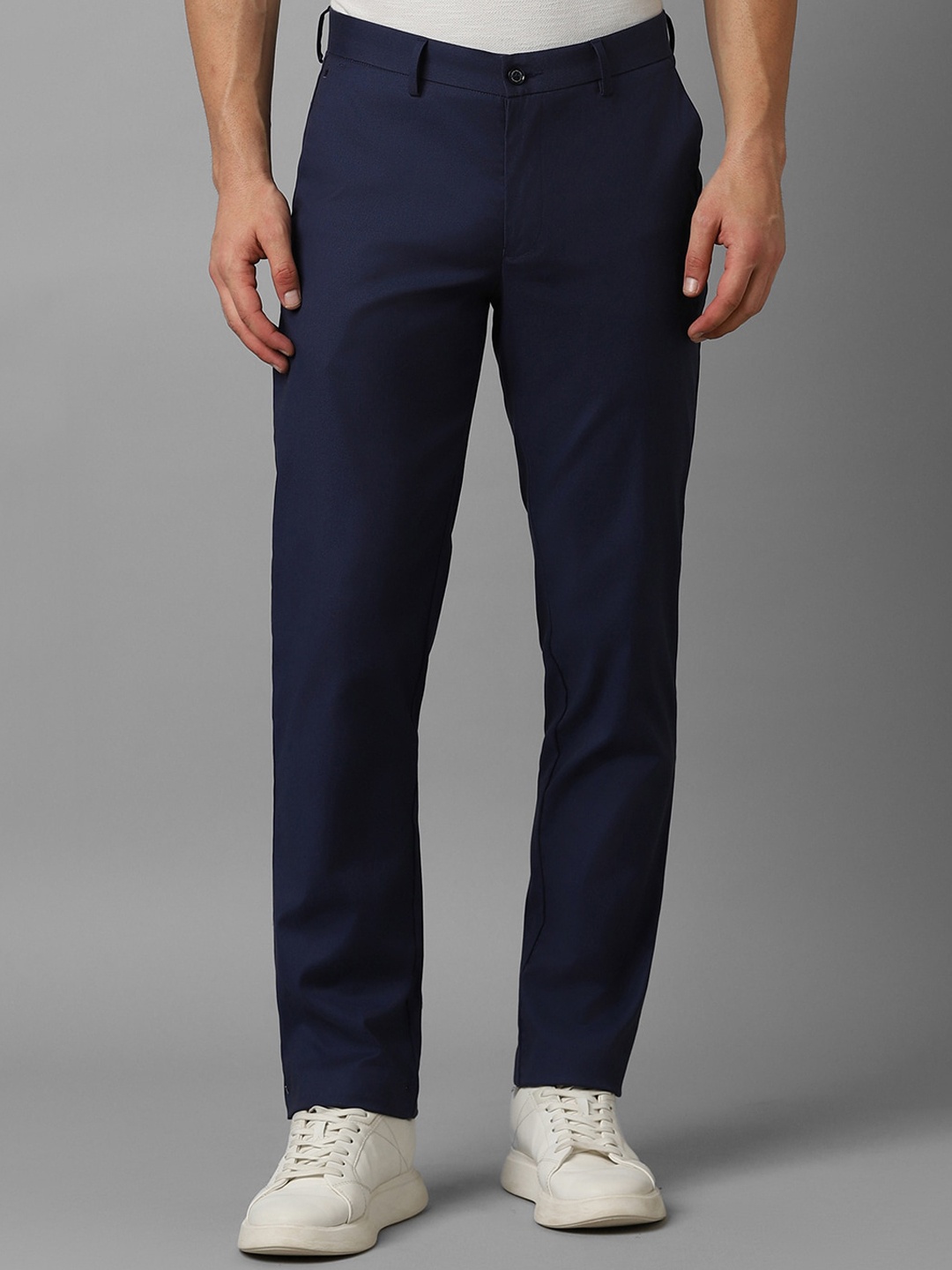 

Louis Philippe Men Slim Fit Mid-Rise Trousers, Navy blue