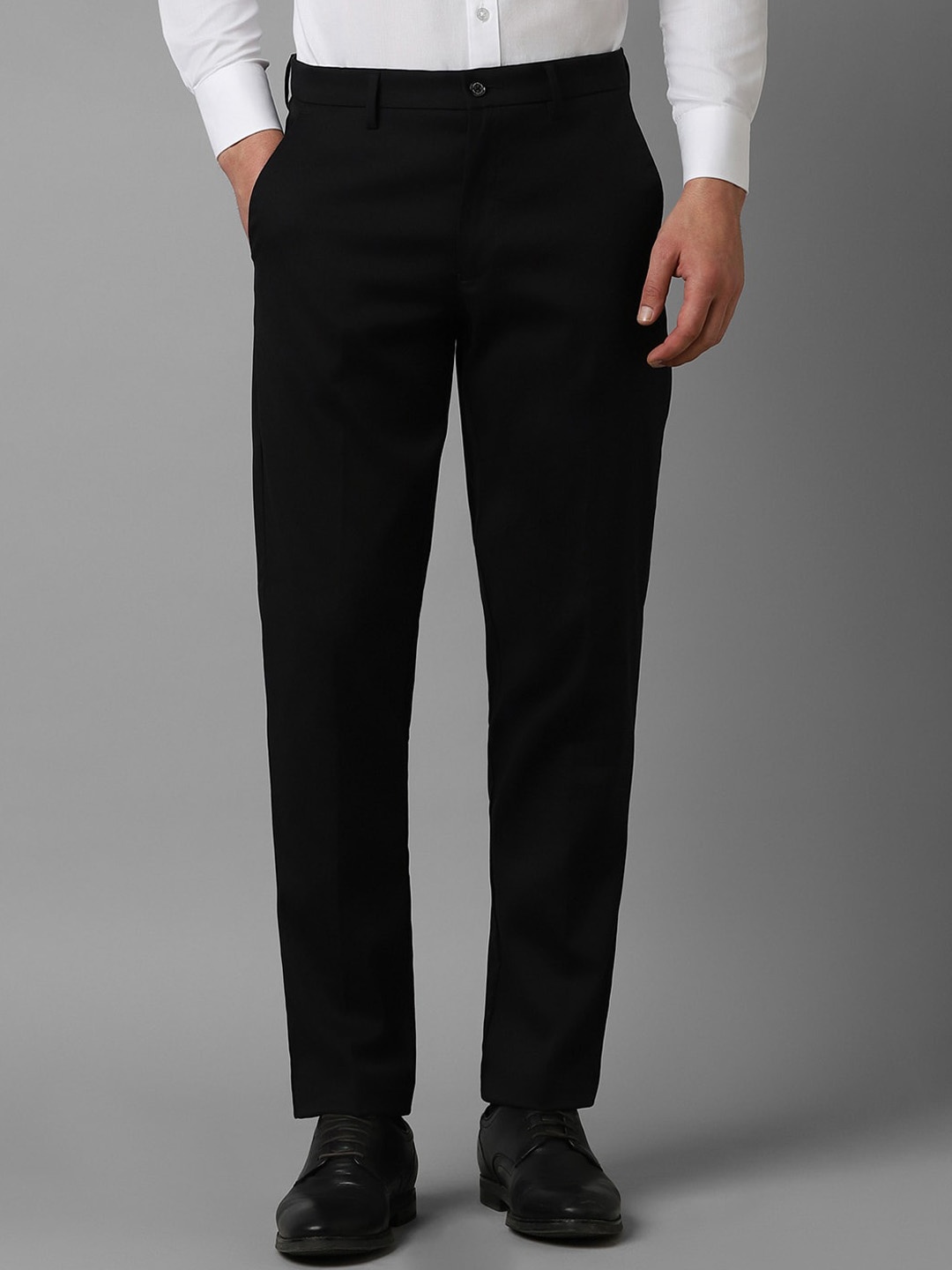 

Louis Philippe Men Mid-Rise Formal Trousers, Black