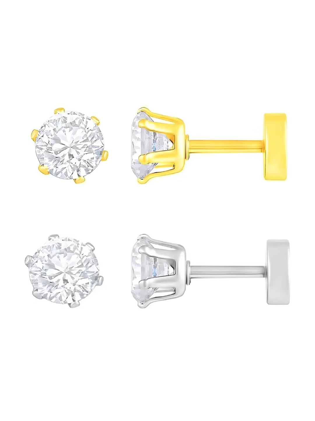 KARISHMA KREATIONS Set Of 2 Contemporary Studs Earrings, Gold