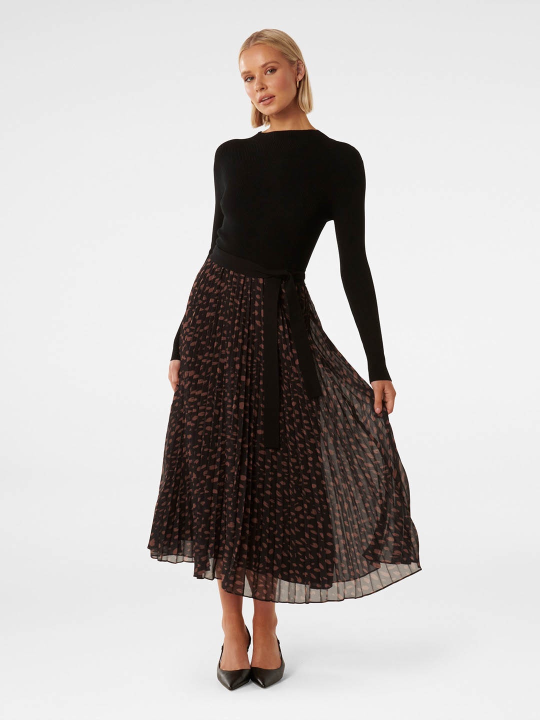 

Forever New Self Design Fit & Flare Midi Dress, Black