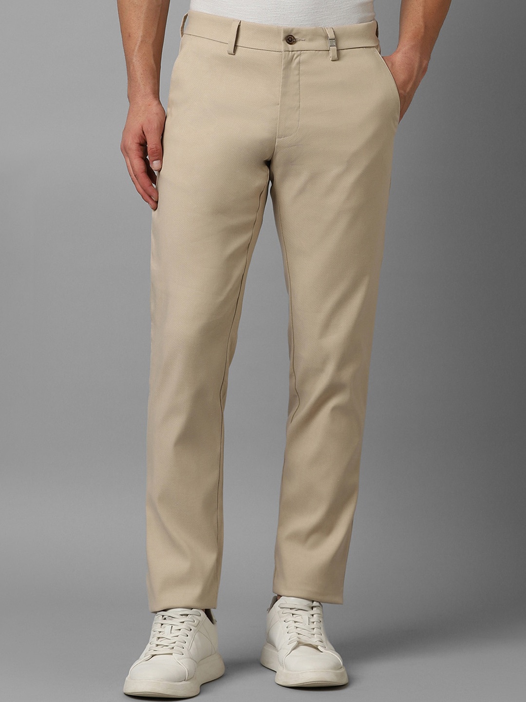 

Louis Philippe Sport Men Slim Fit Flat Front Regular Trousers, Beige