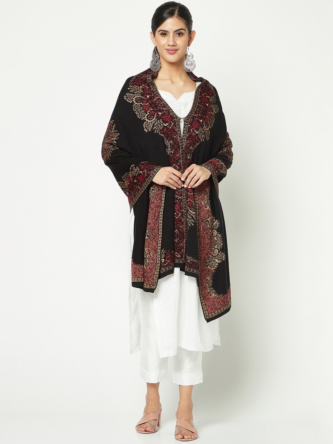 

Knitstudio Woven Design Acrylic Stole, Black