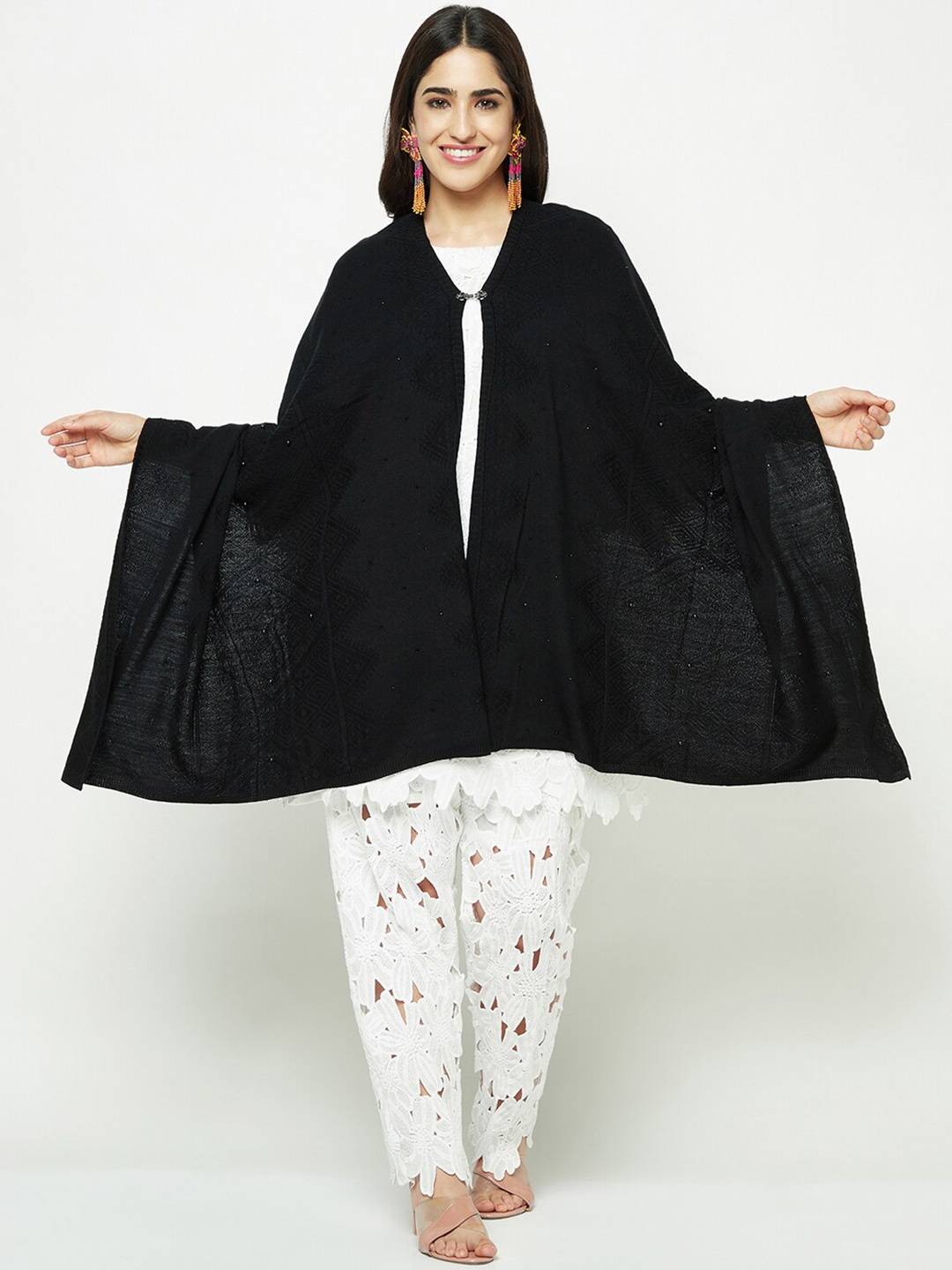 

Knitstudio Wrap Around Knitted Acrylic Stole, Black