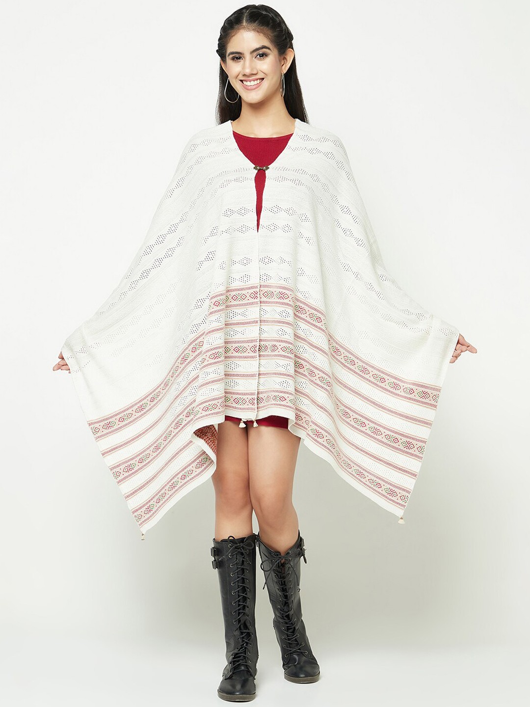 

Knitstudio Woven Design Knitted Acrylic Stole, White