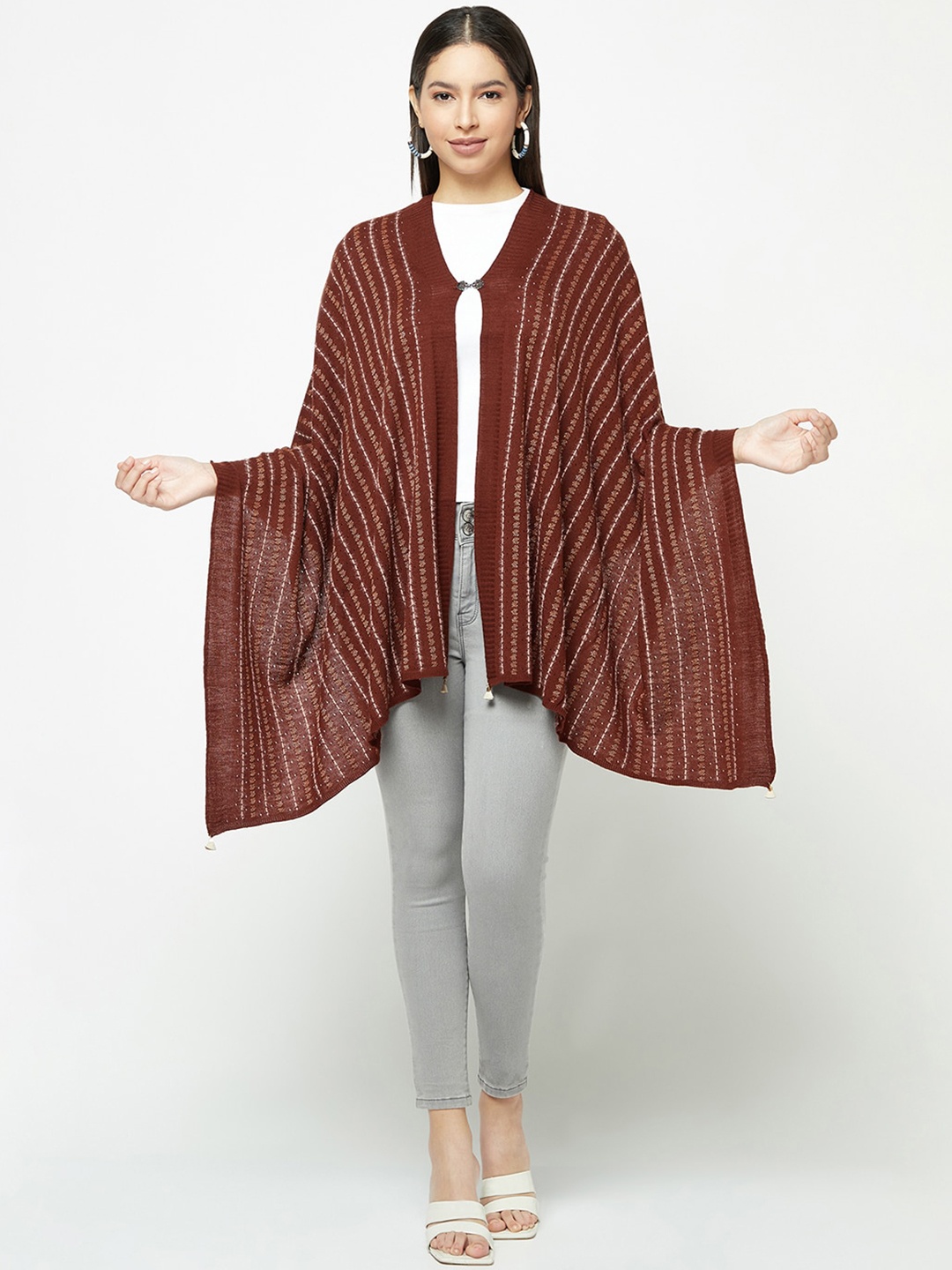 

Knitstudio Striped Stole, Brown