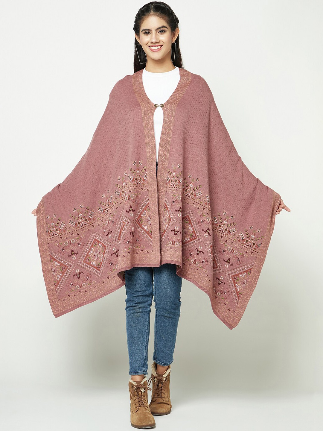 

Knitstudio Woven Design Acrylic Stole, Mauve