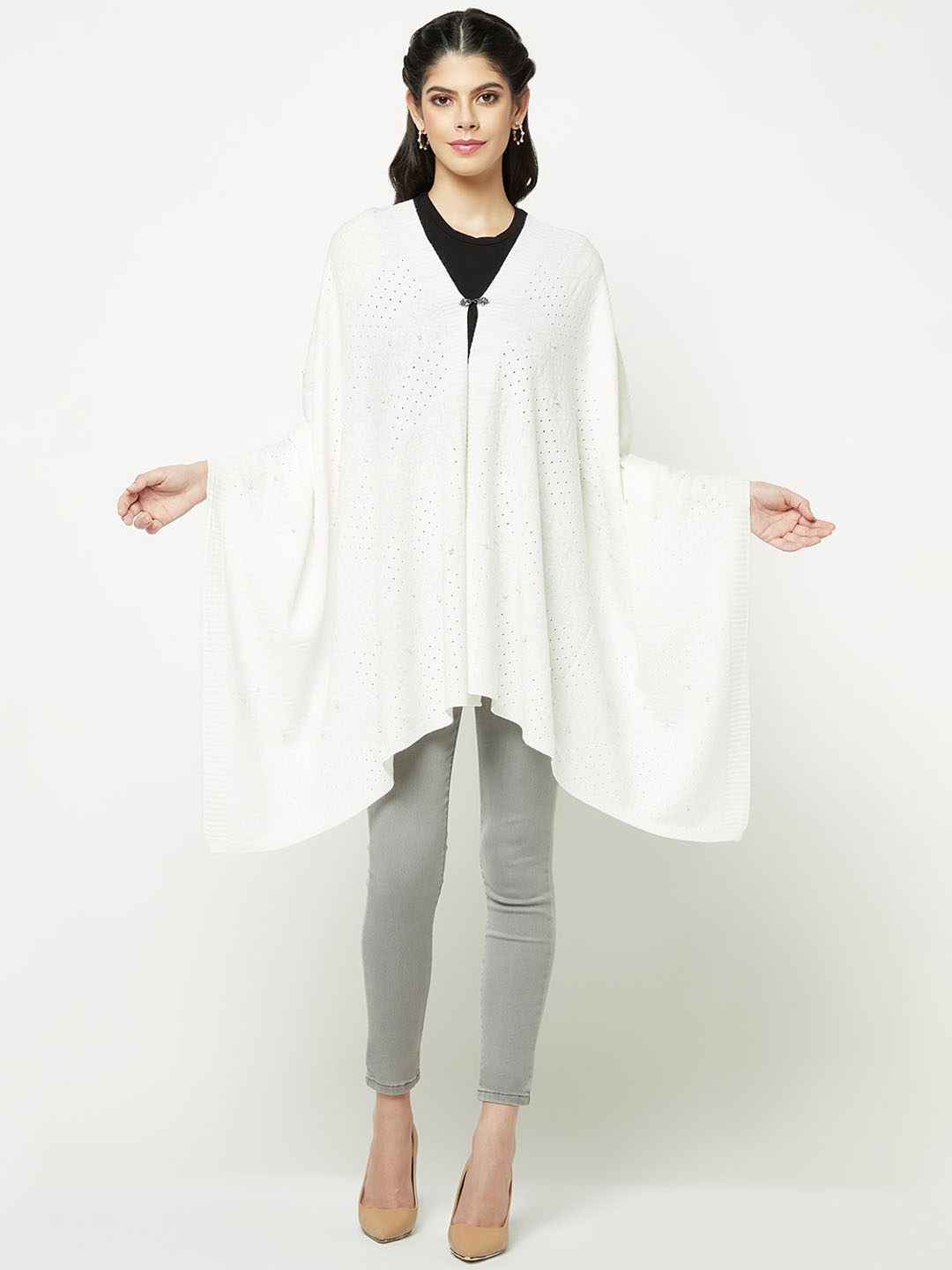 

Knitstudio Woven Design Stole, White