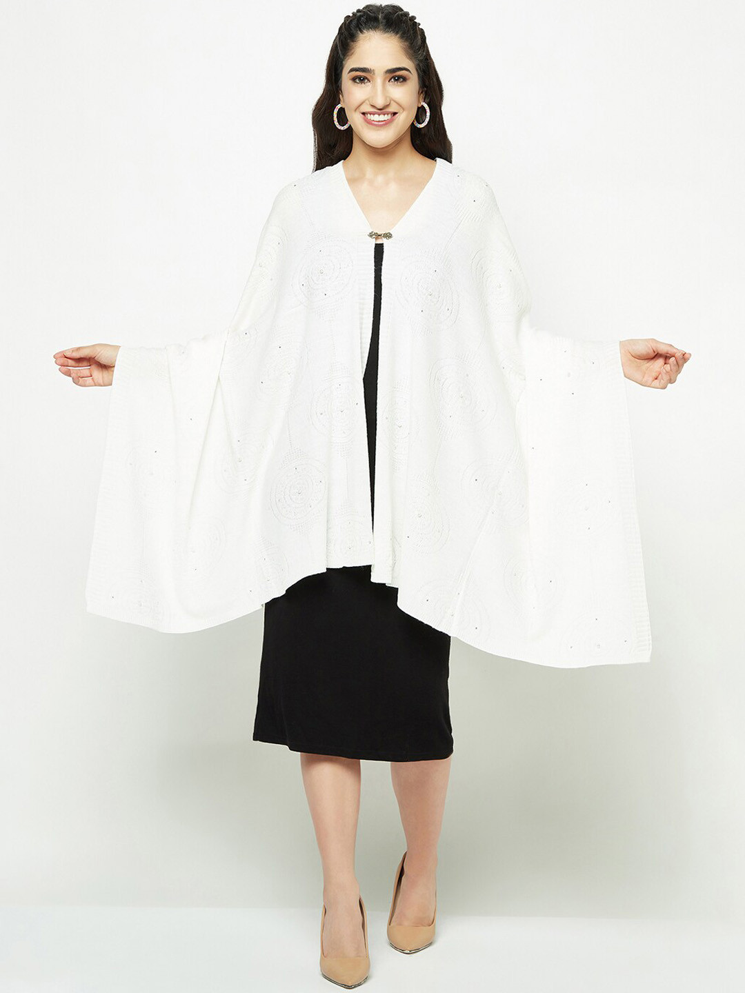 

Knitstudio Geometric Knitted Stole, White