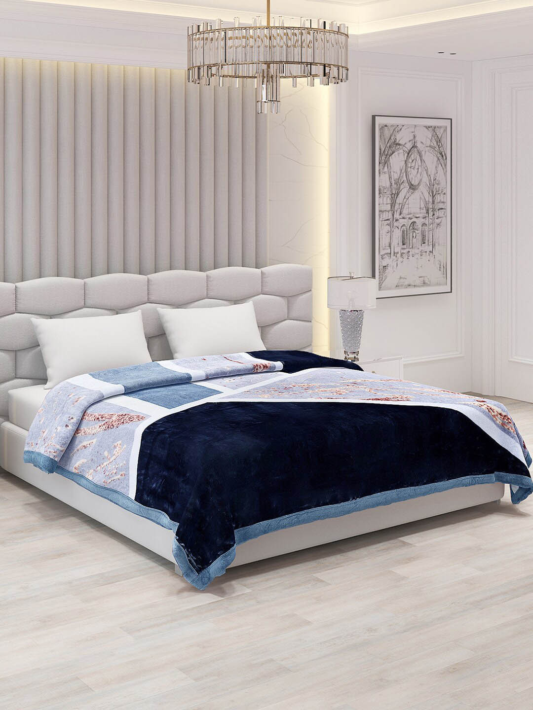 

Monte Carlo Blue & Grey 1000 GSM Heavy Winter Double Bed Blanket