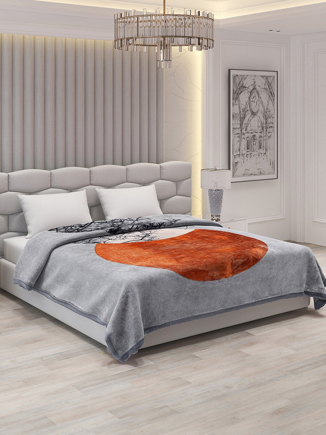 

Monte Carlo Retro Cloudy Grey & Off White 1000 GSM Heavy Winter Double Bed Blanket