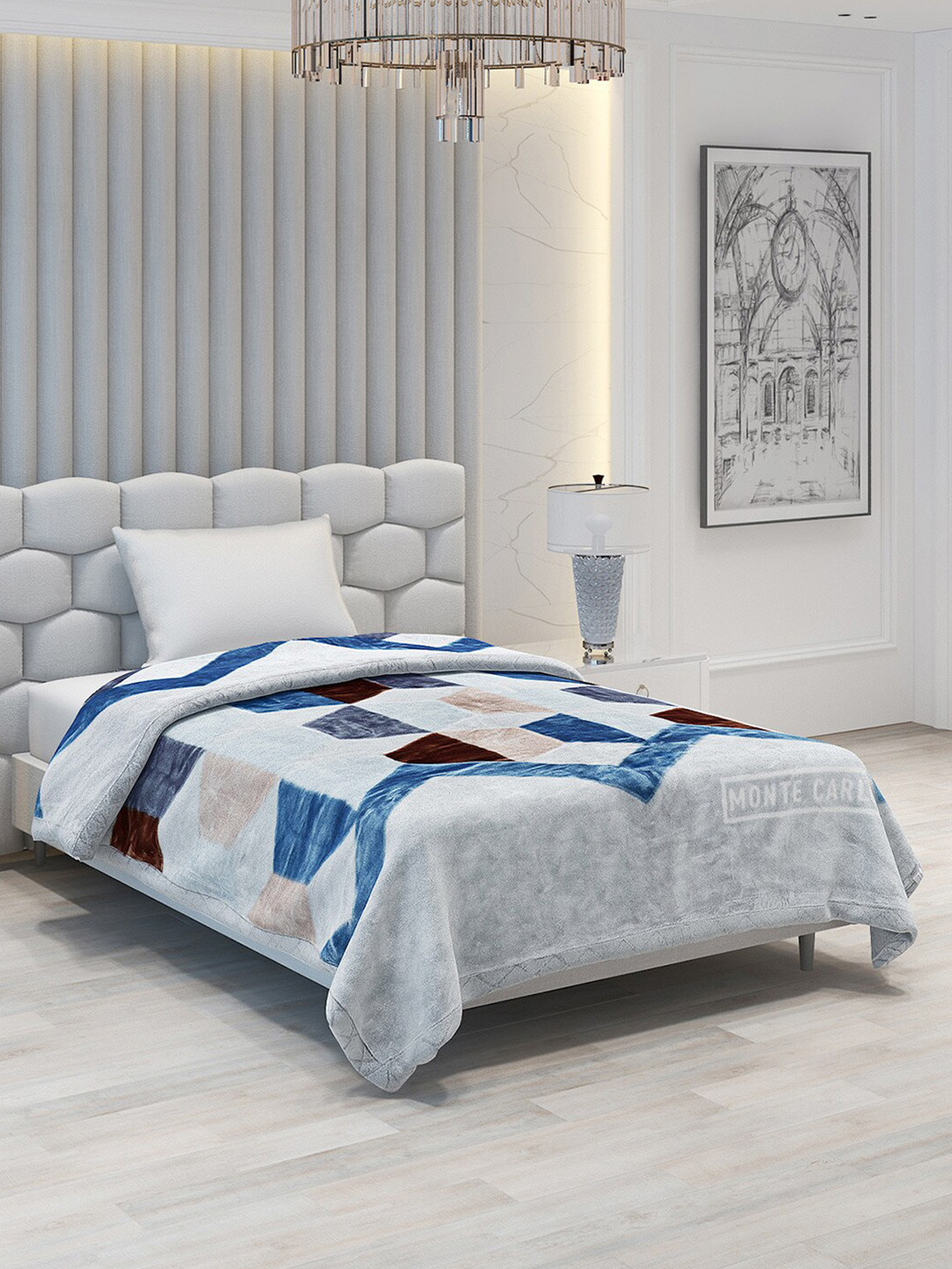 

Monte Carlo Galaxy Blue & White Geometric 1000 GSM Heavy Winter Single Bed Blanket