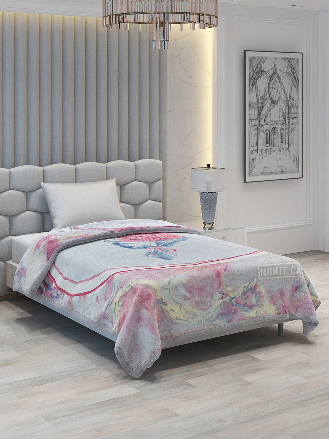 

Monte Carlo Gulburg Blue & Pink Floral Heavy Winter Single Bed Blanket