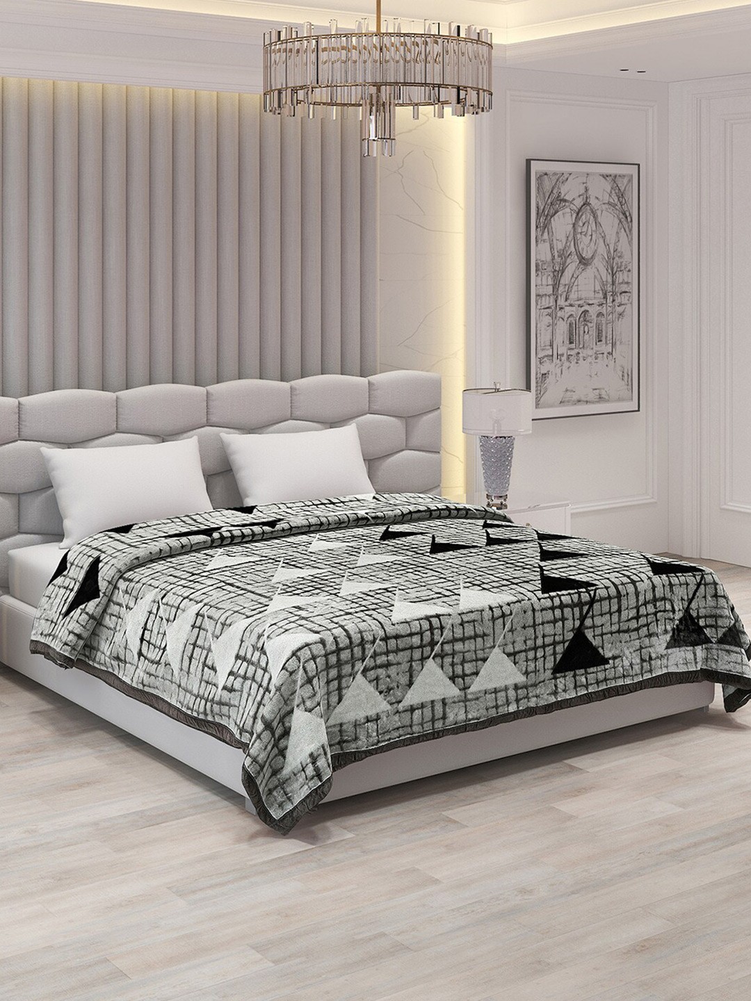 

Monte Carlo Roman Grey & White Geometric Heavy Winter Double Bed Blanket