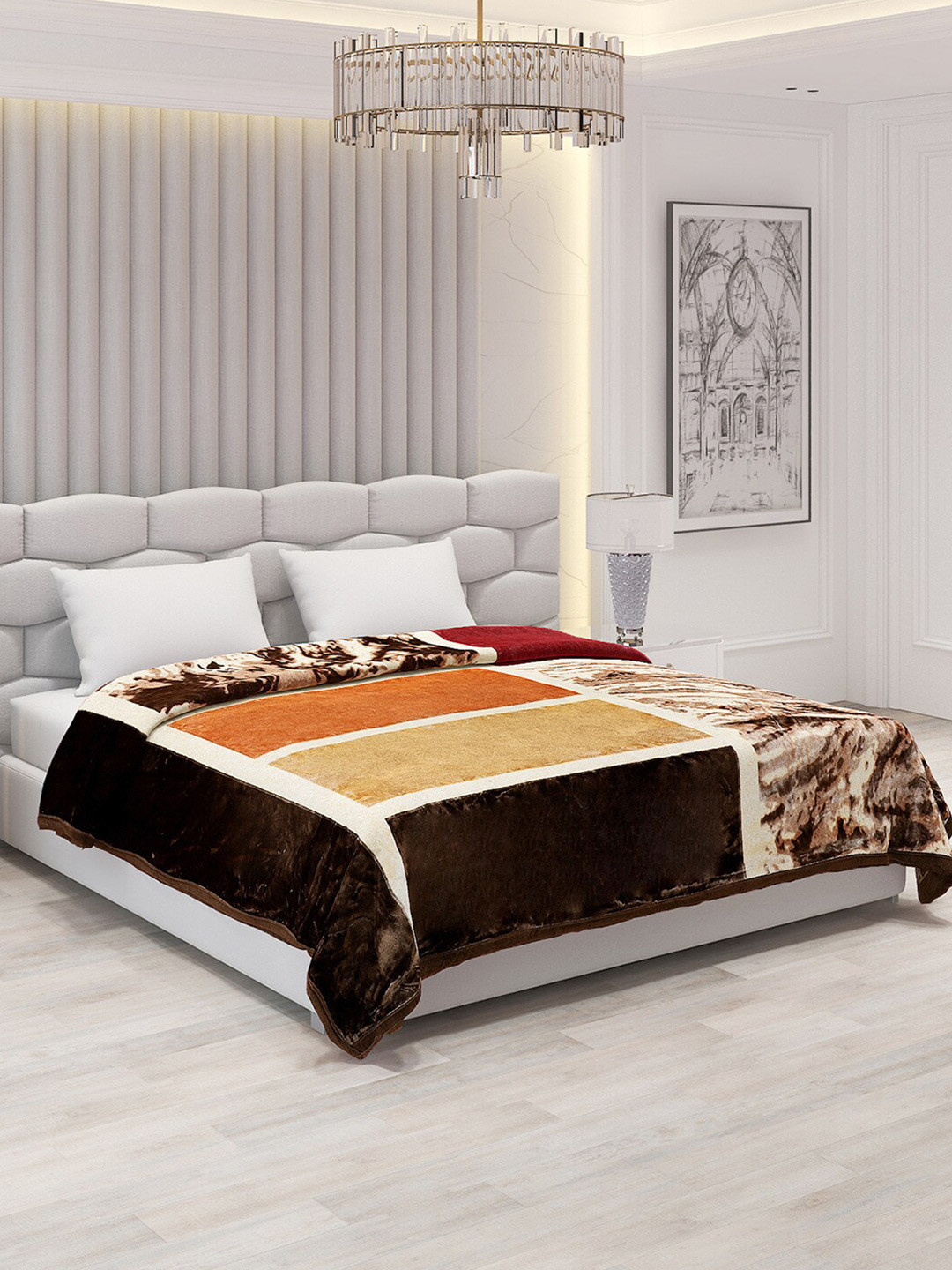 

Monte Carlo Austin Brown & Cream-Coloured Heavy Winter Double Bed Blanket