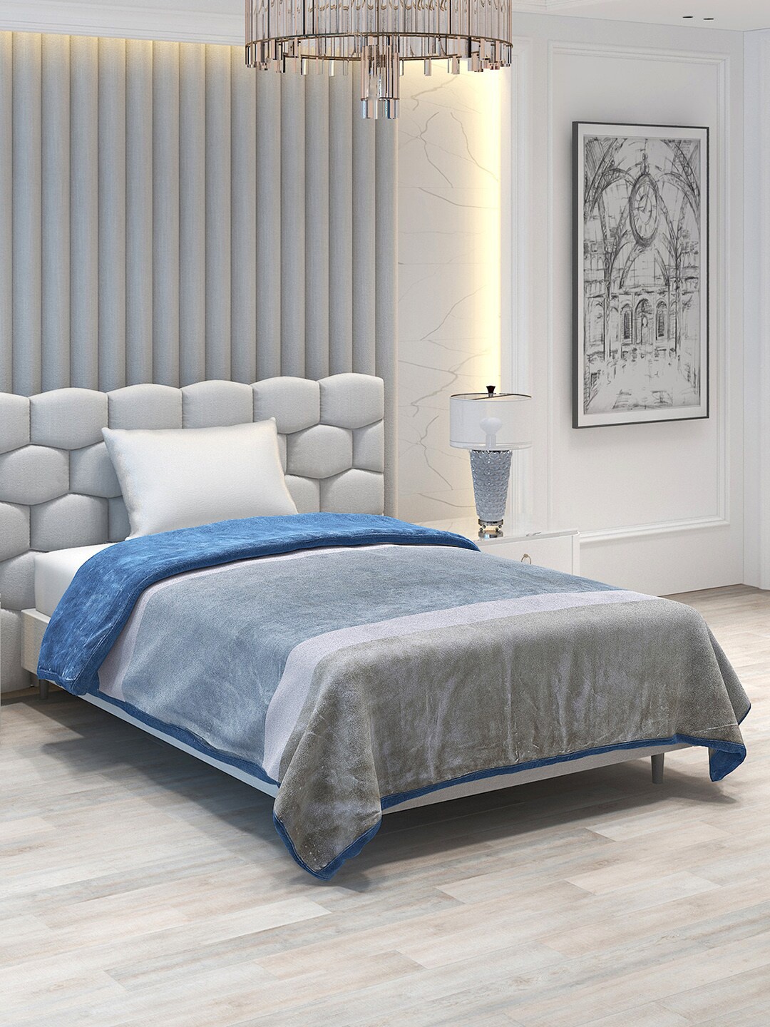

Monte Carlo Bling Grey & Blue Heavy Winter Single Bed Blanket