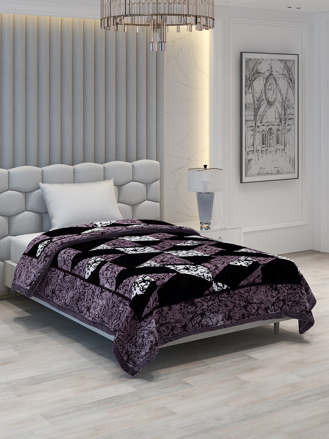 

Monte Carlo Joseph Purple & White Floral Heavy Winter 1000 GSM Single Bed Blanket