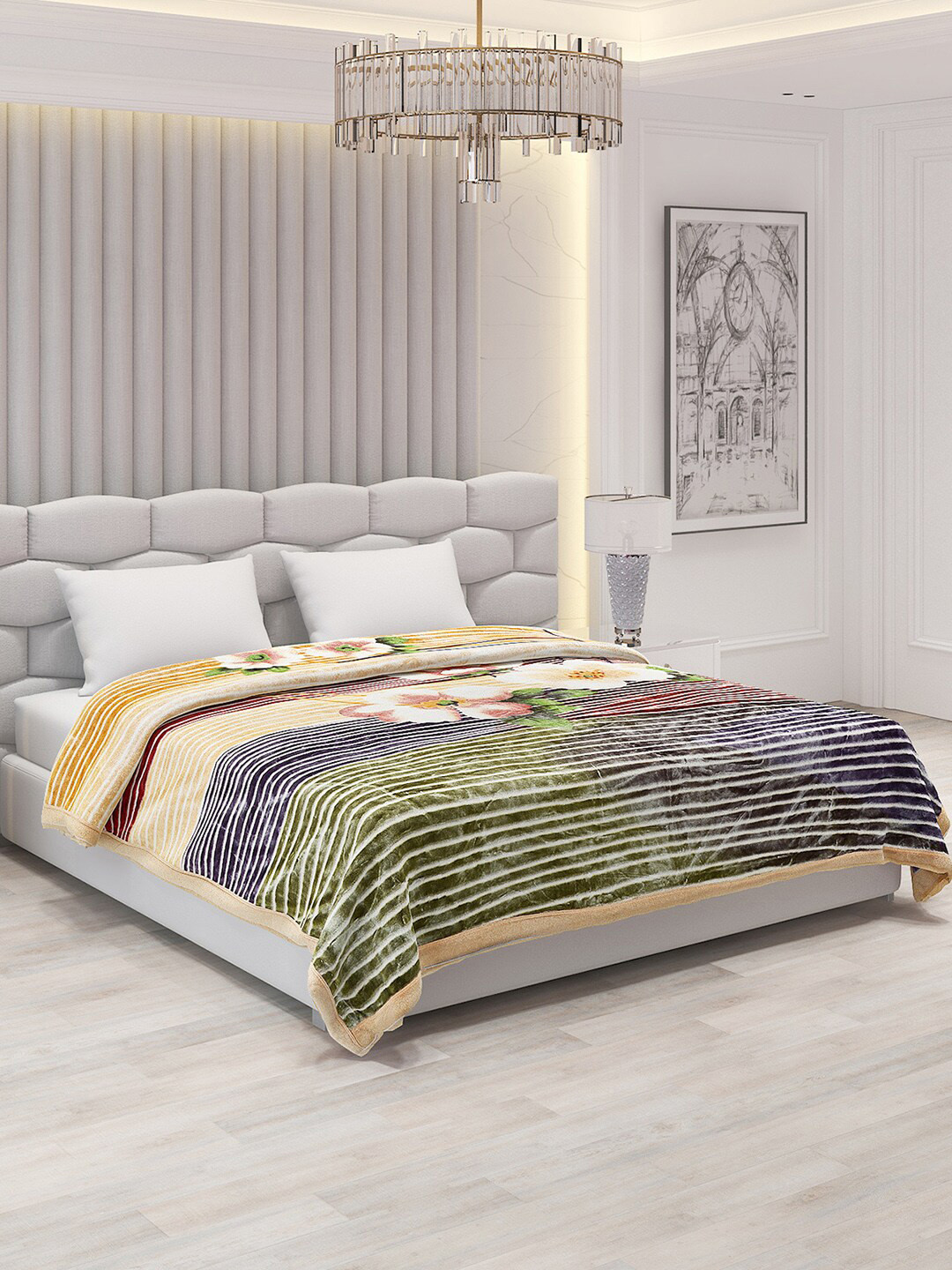 

Monte Carlo Green & White Floral Heavy Winter Double Bed Blanket