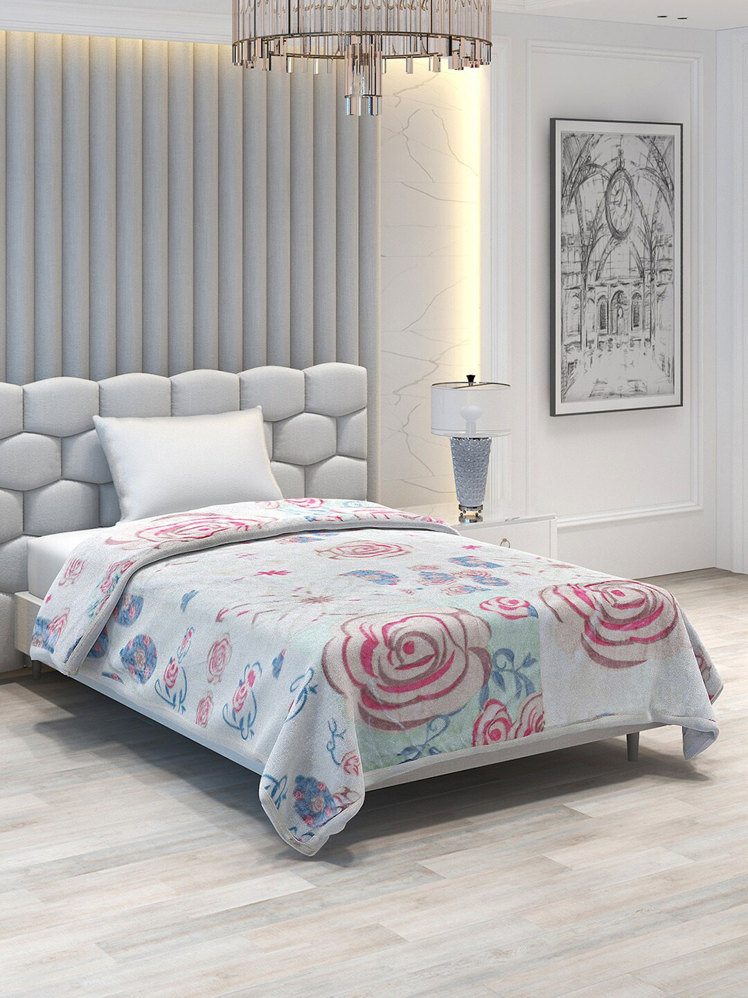 

Monte Carlo White & Blue Floral Heavy Winter Single Bed Blanket