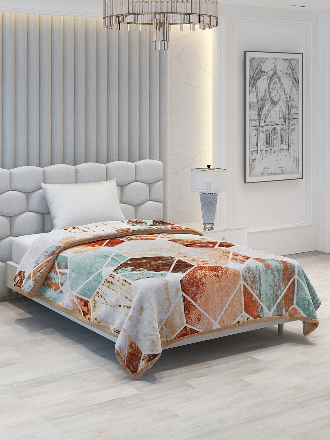 

Monte Carlo Brown & Blue Geometric 1000 GSM Heavy Winter Single Bed Blanket