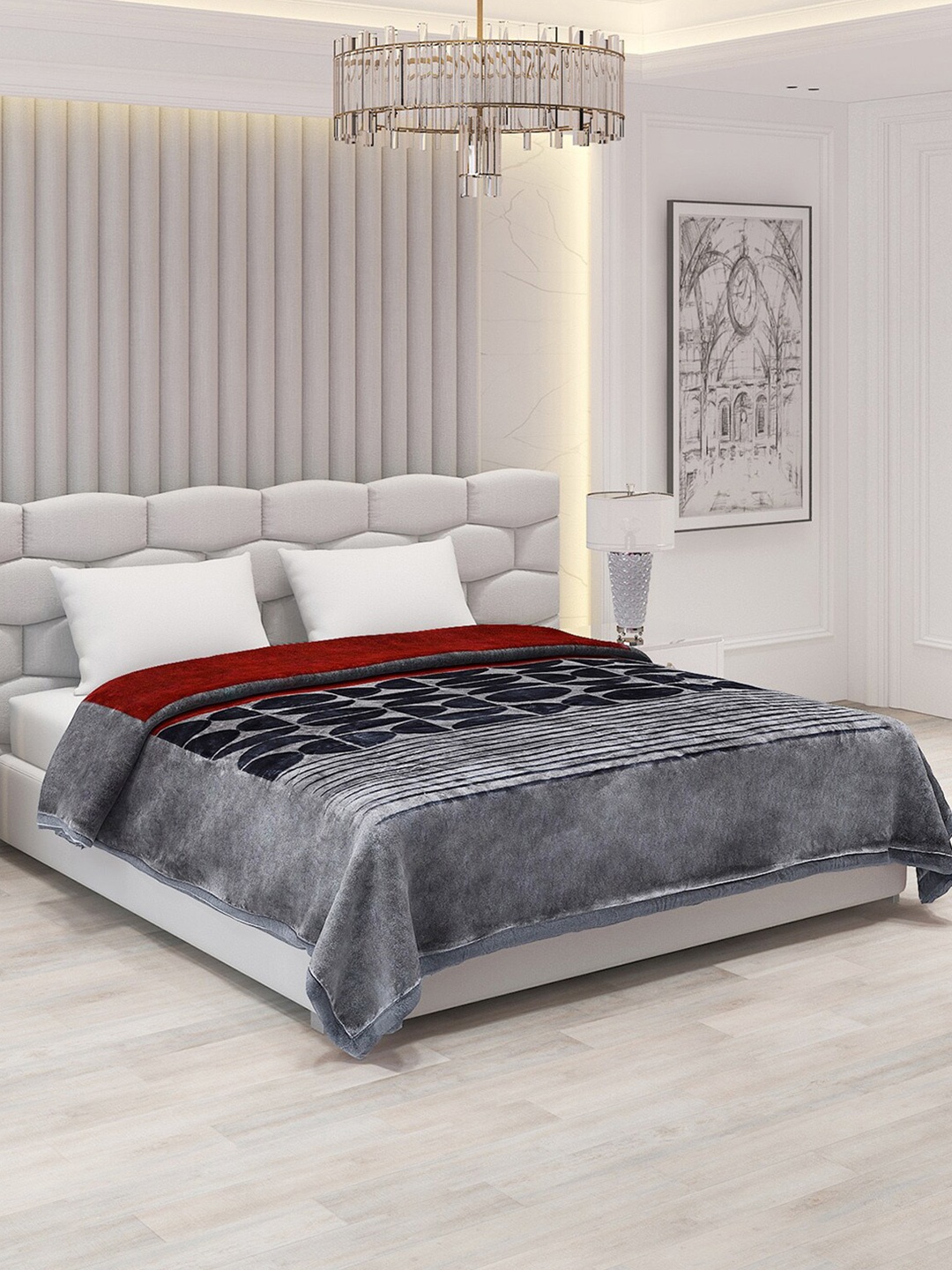 

Monte Carlo Retro Cloudy Grey & Navy Blue 1000 GSM Heavy Winter Double Bed Blanket