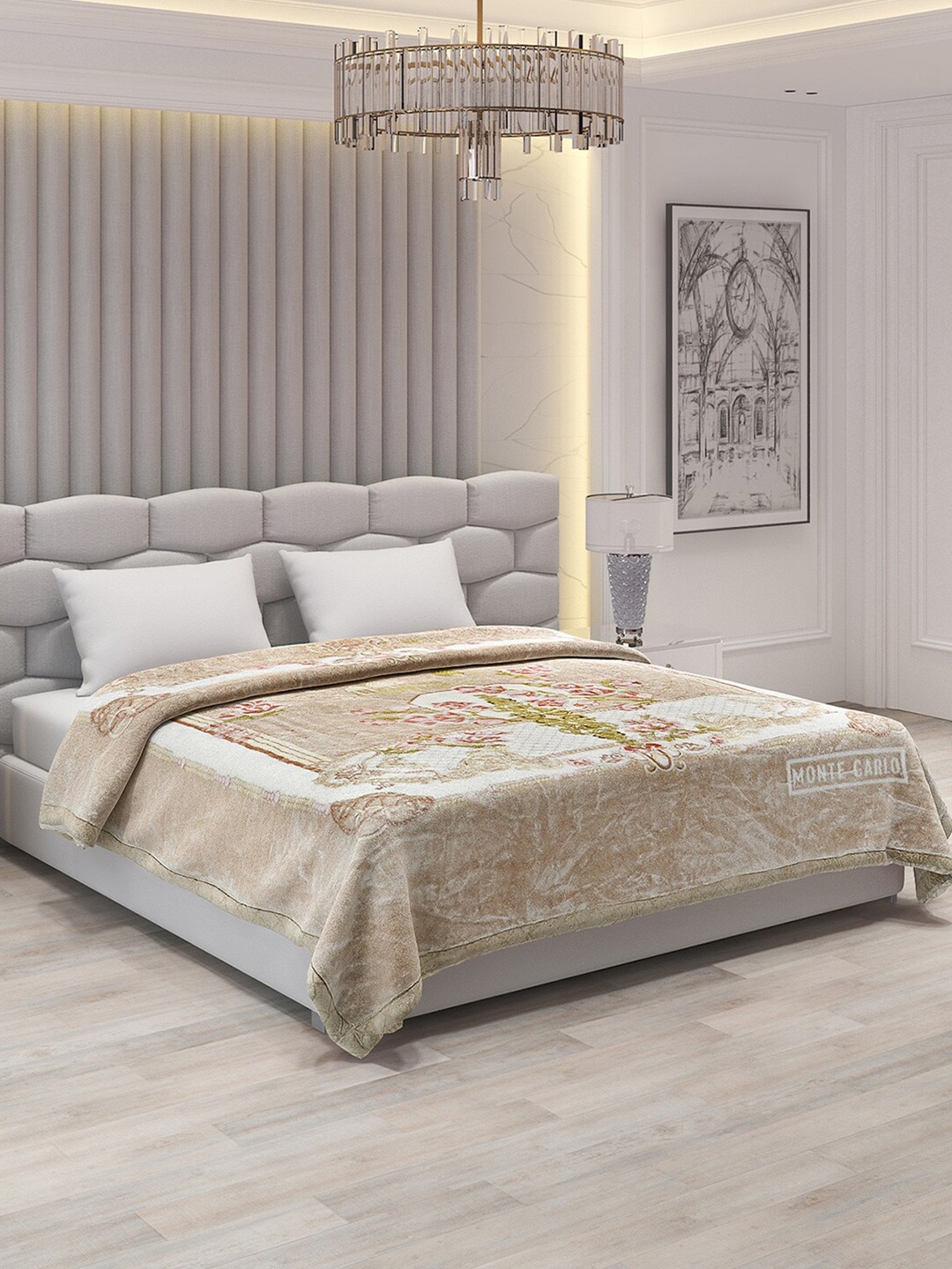 

Monte Carlo Rustom Brown & Off White 1000 GSM Heavy Winter Double Bed Blanket