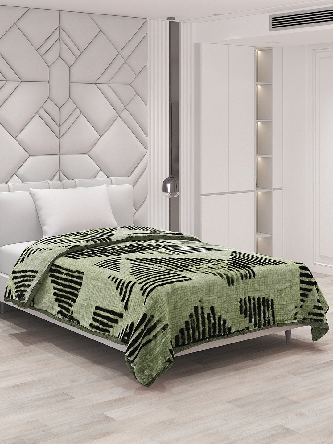 

Monte Carlo Impact Green Abstract 1000 GSM Heavy Winter Single Bed Blanket
